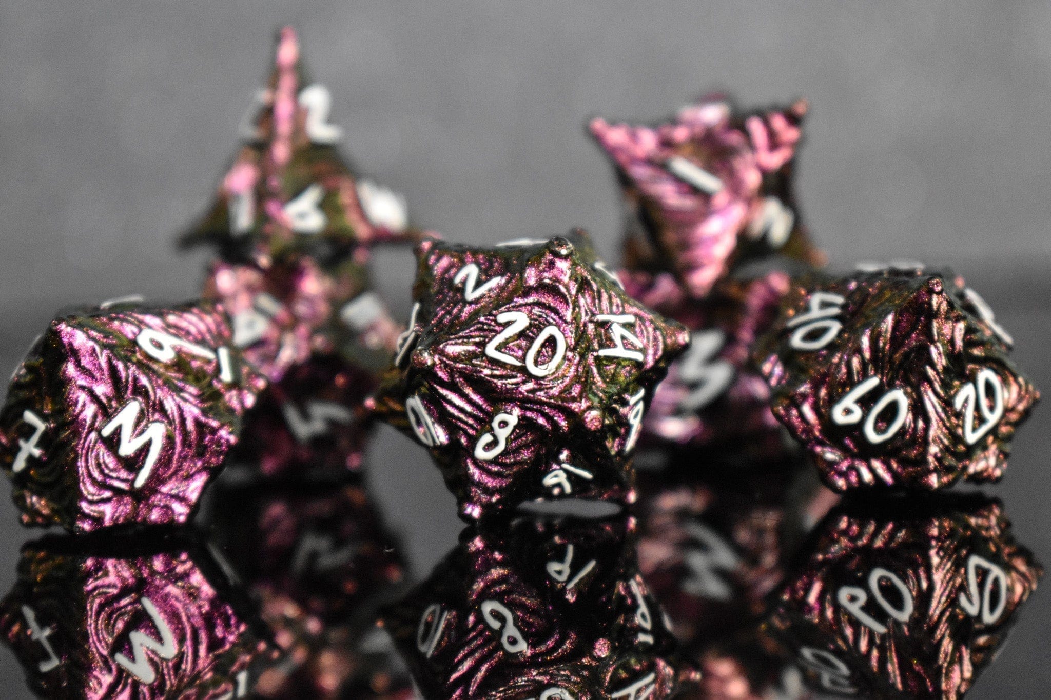 Misty Mountain Gaming Metal Vortex Warp Metal Dice Set - Pearlescent Magenta