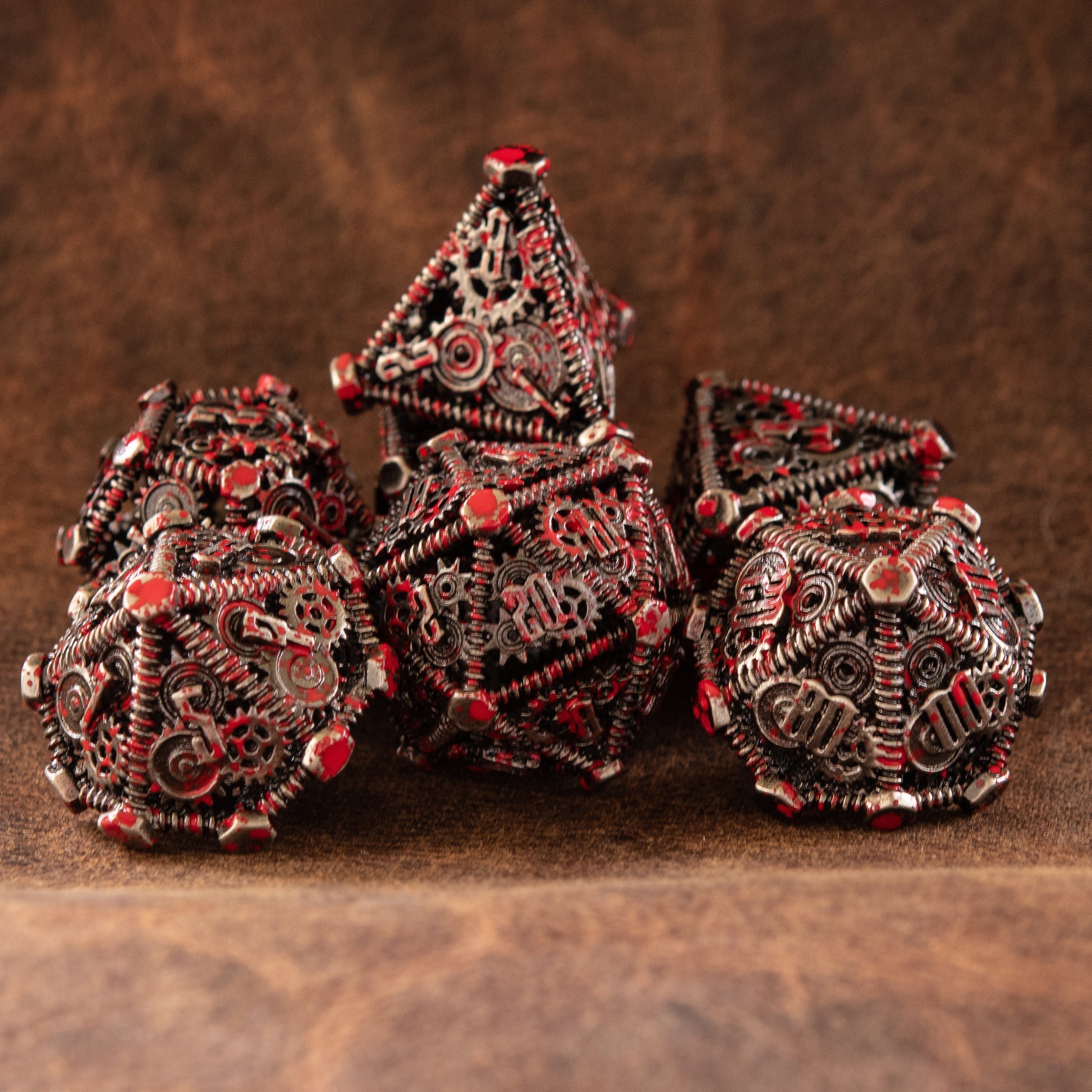 Misty Mountain Gaming hollow Weird West Wasteland Hollow Metal Dice Set - Blood Splatter