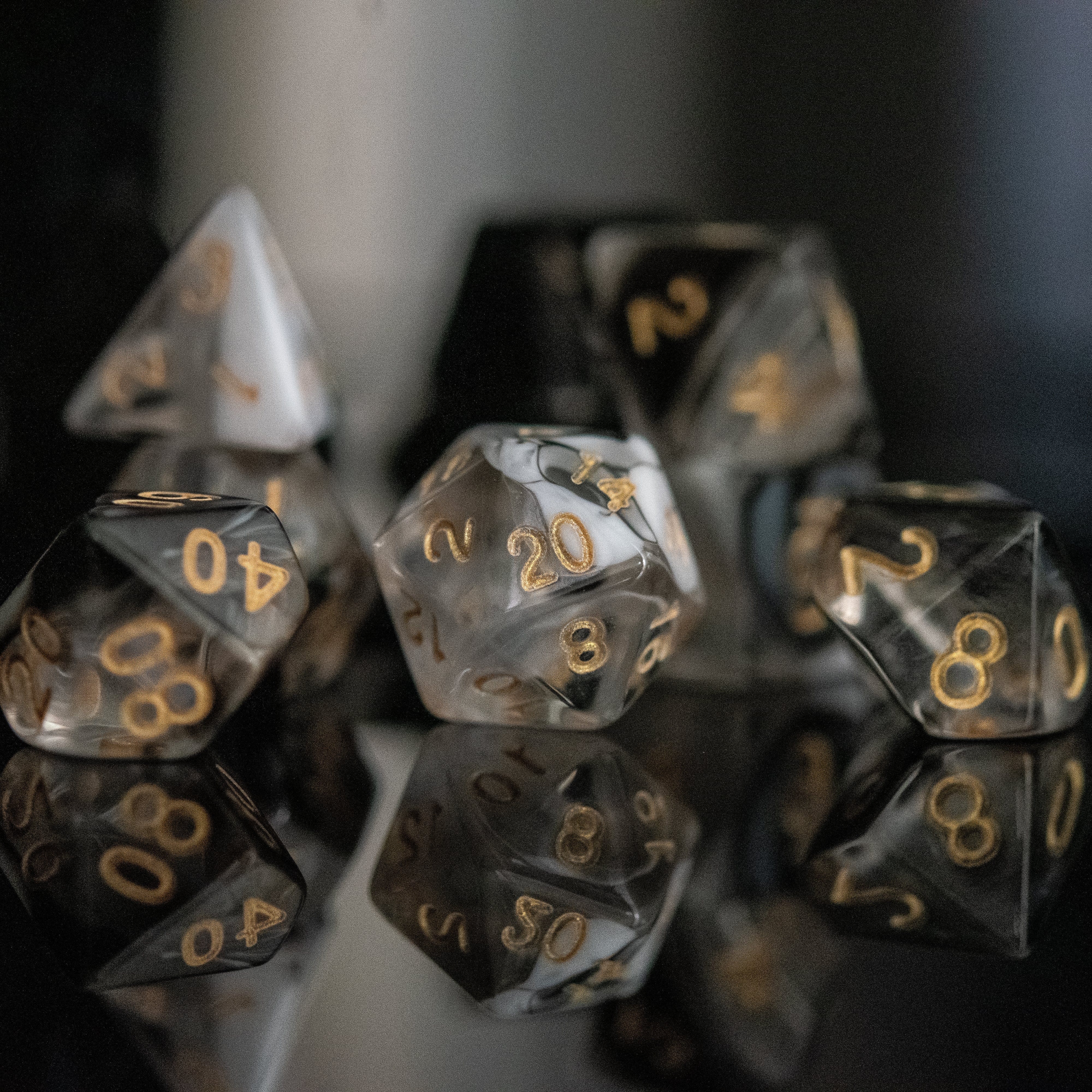 Misty Mountain Gaming Acrylic Dice Yin and Yang Acrylic Dice Set