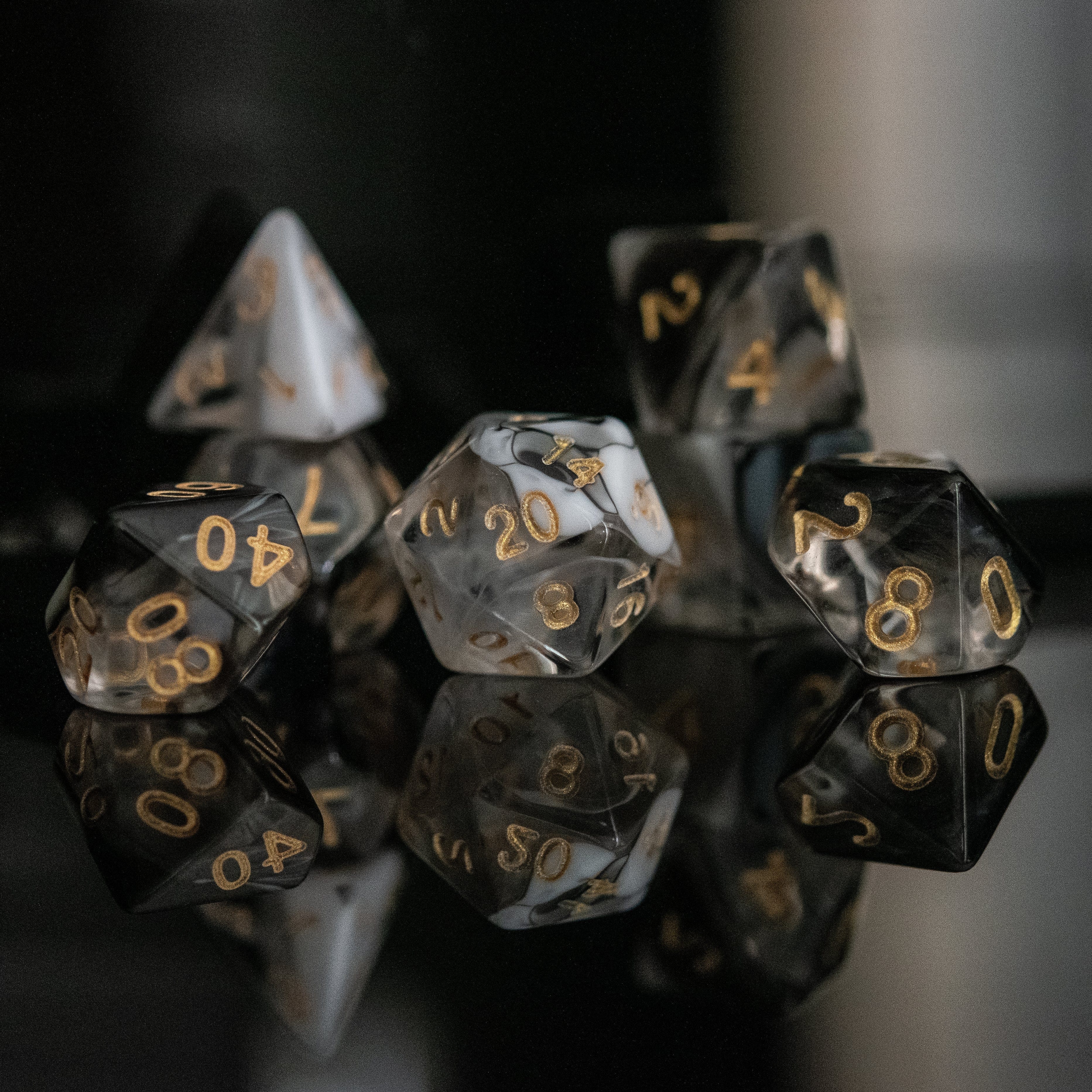 Misty Mountain Gaming Acrylic Dice Yin and Yang Acrylic Dice Set