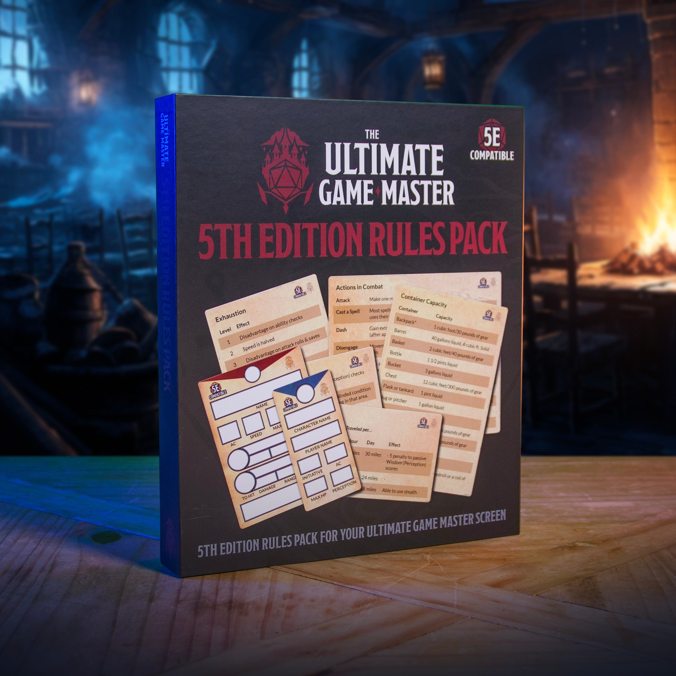 5th Edition Rules Pack - D&D 5e Magnetic Charts & Trackers for Game Master Screen