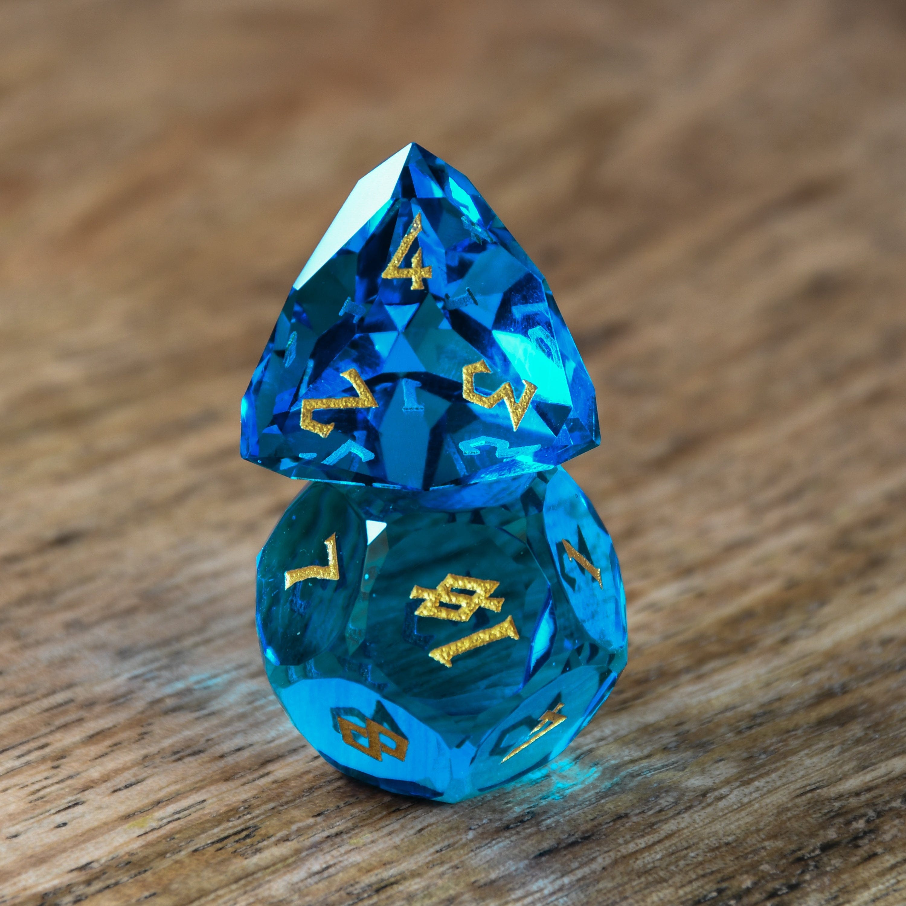 Misty Mountain Gaming Stone/Glass Aquamarine Multifaceted Glass Dice Set