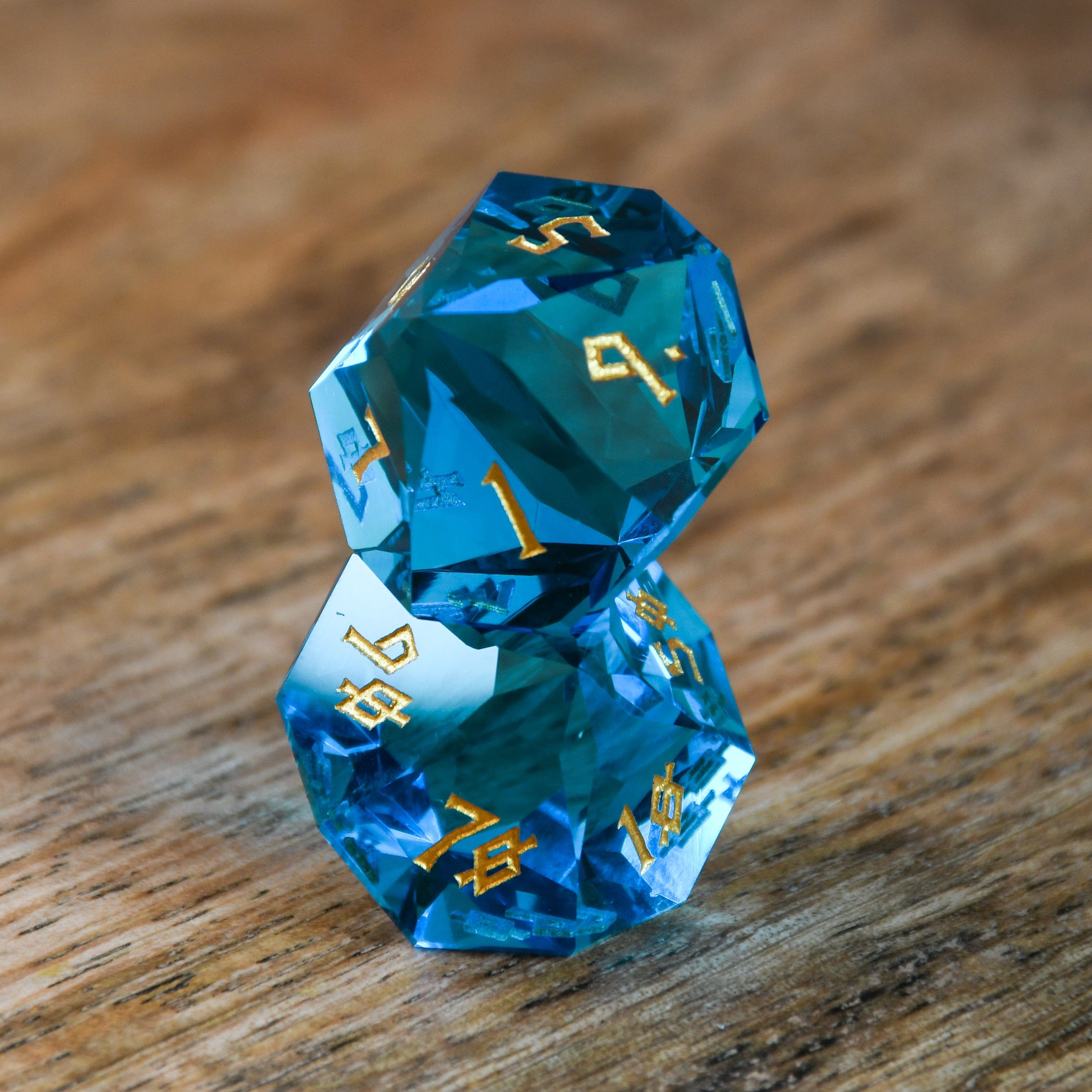 Misty Mountain Gaming Stone/Glass Aquamarine Multifaceted Glass Dice Set