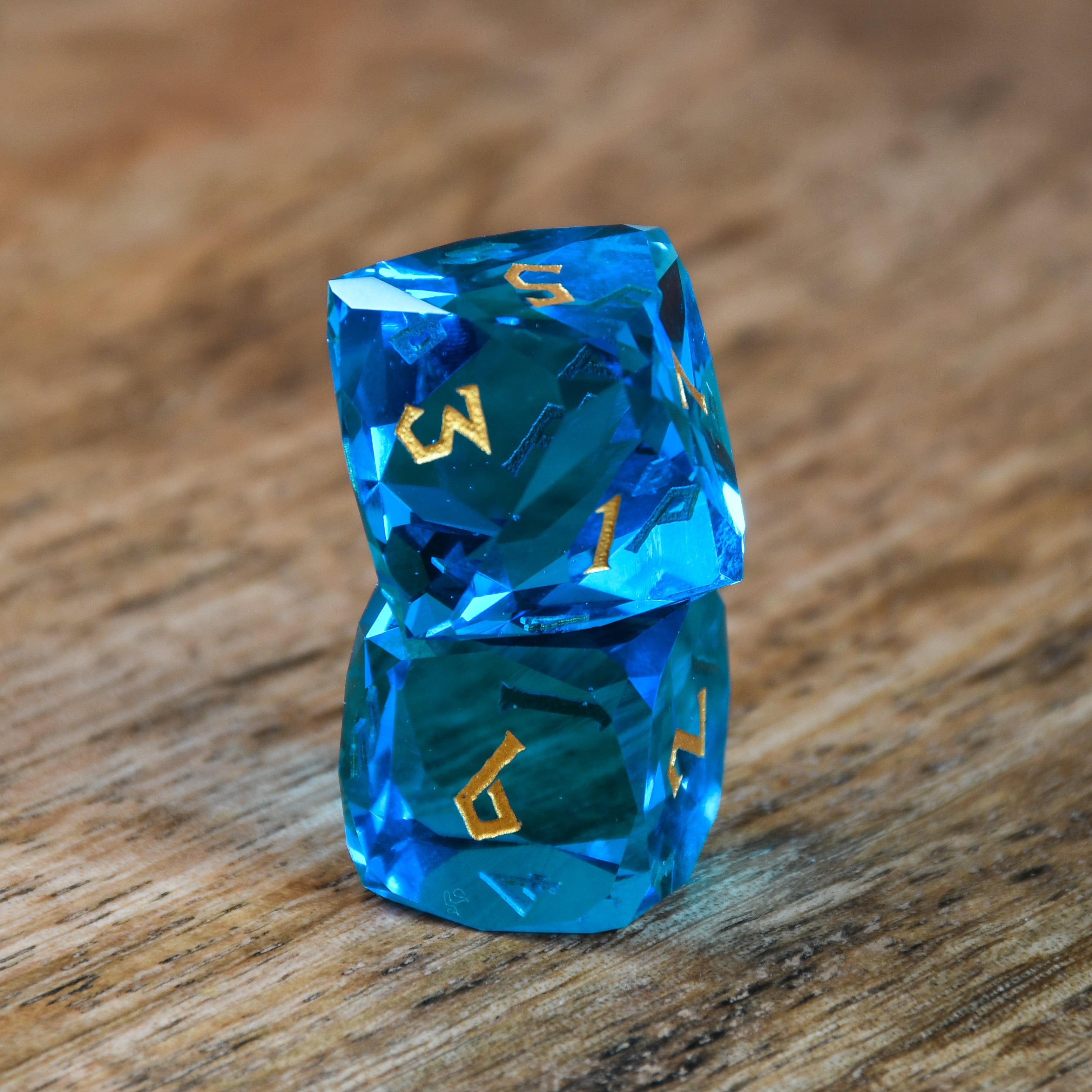 Misty Mountain Gaming Stone/Glass Aquamarine Multifaceted Glass Dice Set