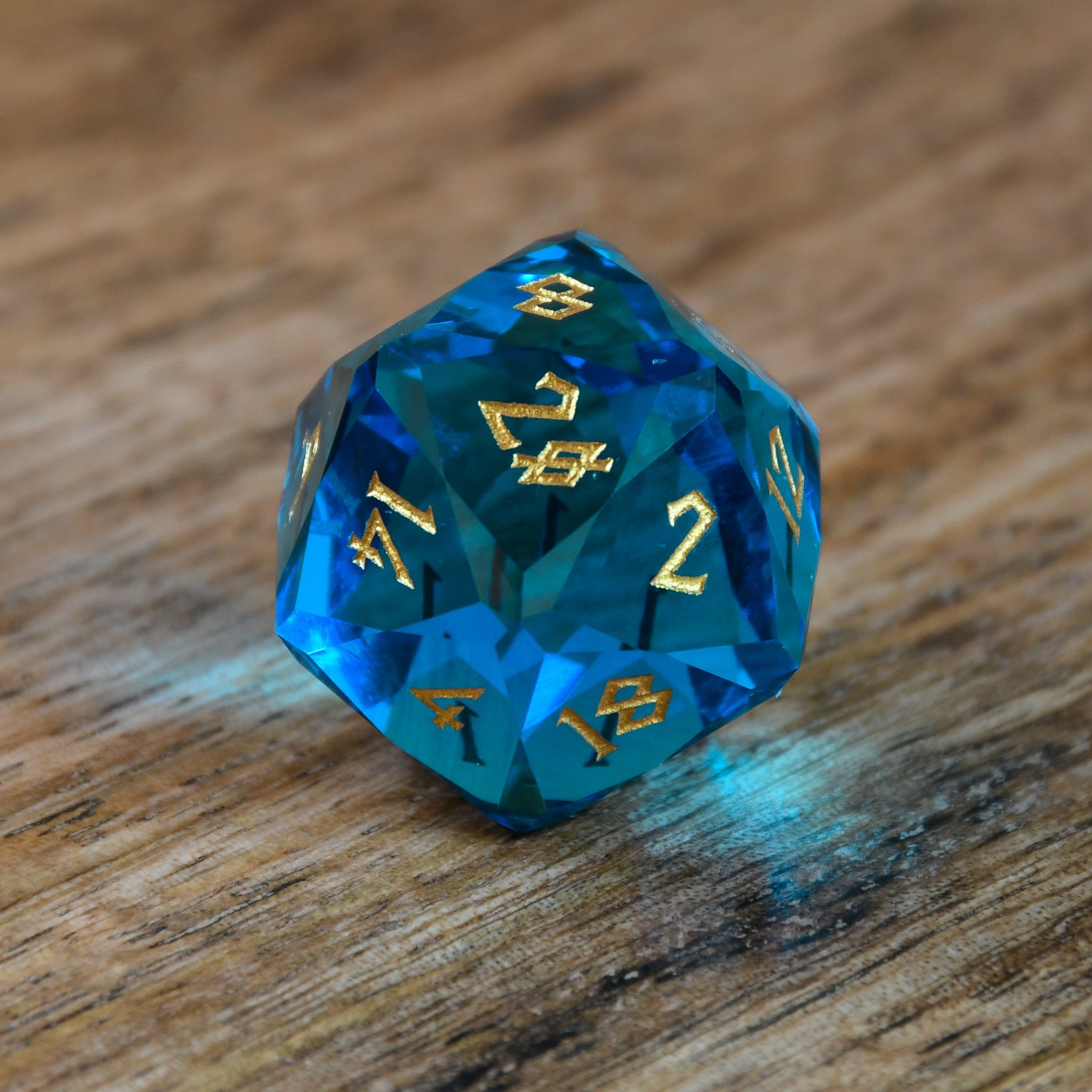 Misty Mountain Gaming Stone/Glass Aquamarine Multifaceted Glass Dice Set