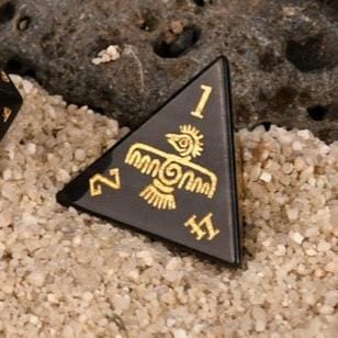 Misty Mountain Gaming Dice Aztec Silver Sheen Obsidian Stone Dice Set - Dice Around the World Collection