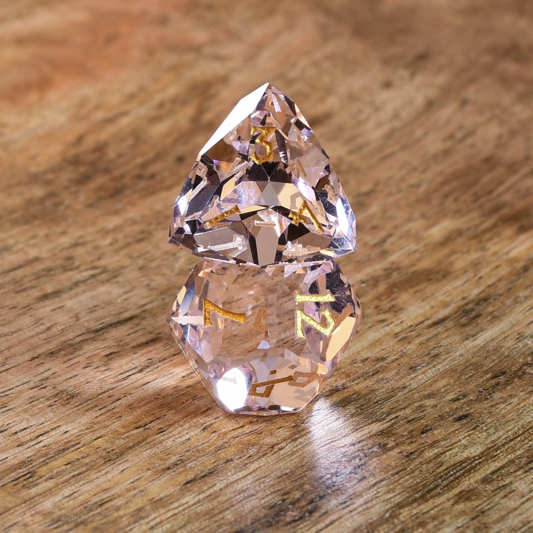 Misty Mountain Gaming Stone/Glass Baby Pink Topaz Multifaceted Glass Dice Set