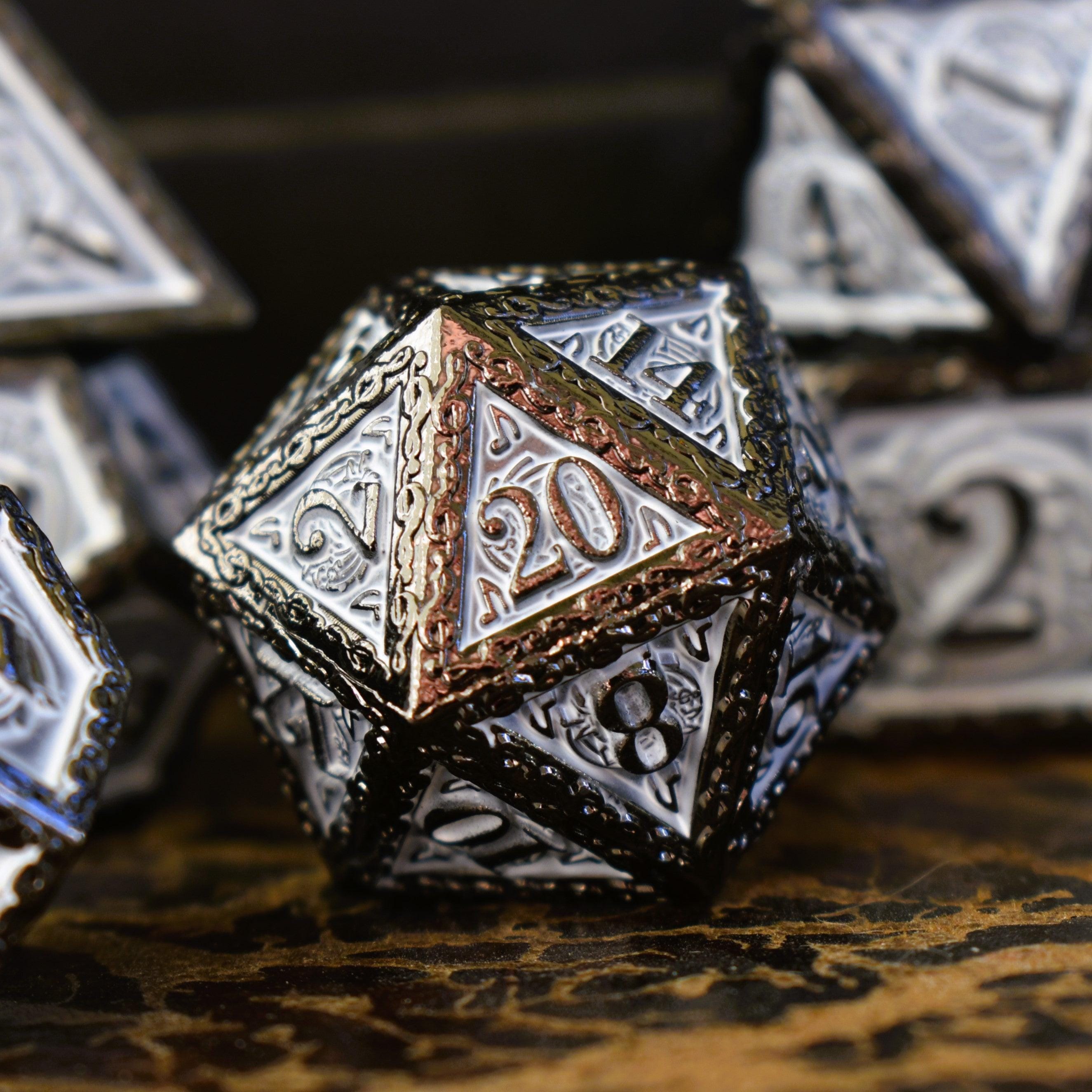 Misty Mountain Gaming Metal Ballad of the Bard Black and White Metal Dice Set