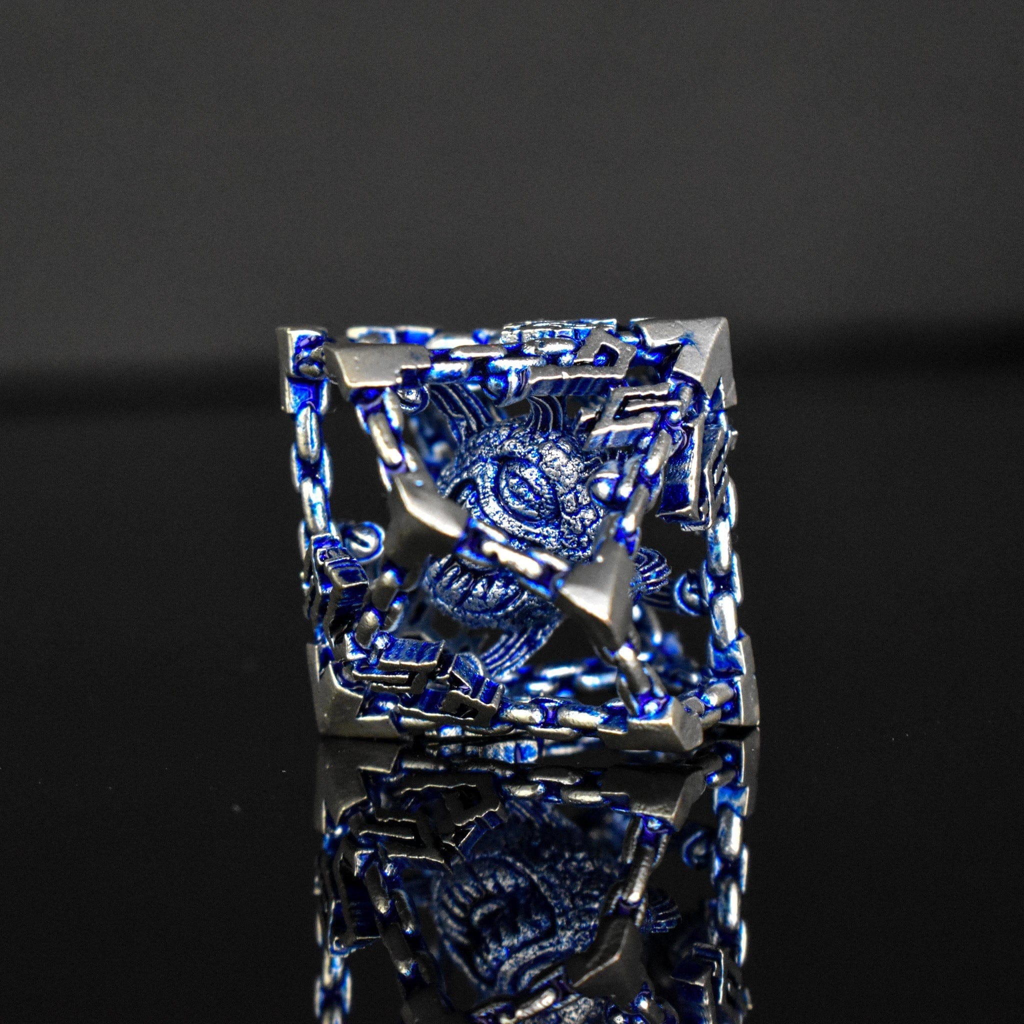 Misty Mountain Gaming hollow Beholder's Gates Hollow Metal Dice Set - Blue and Silver