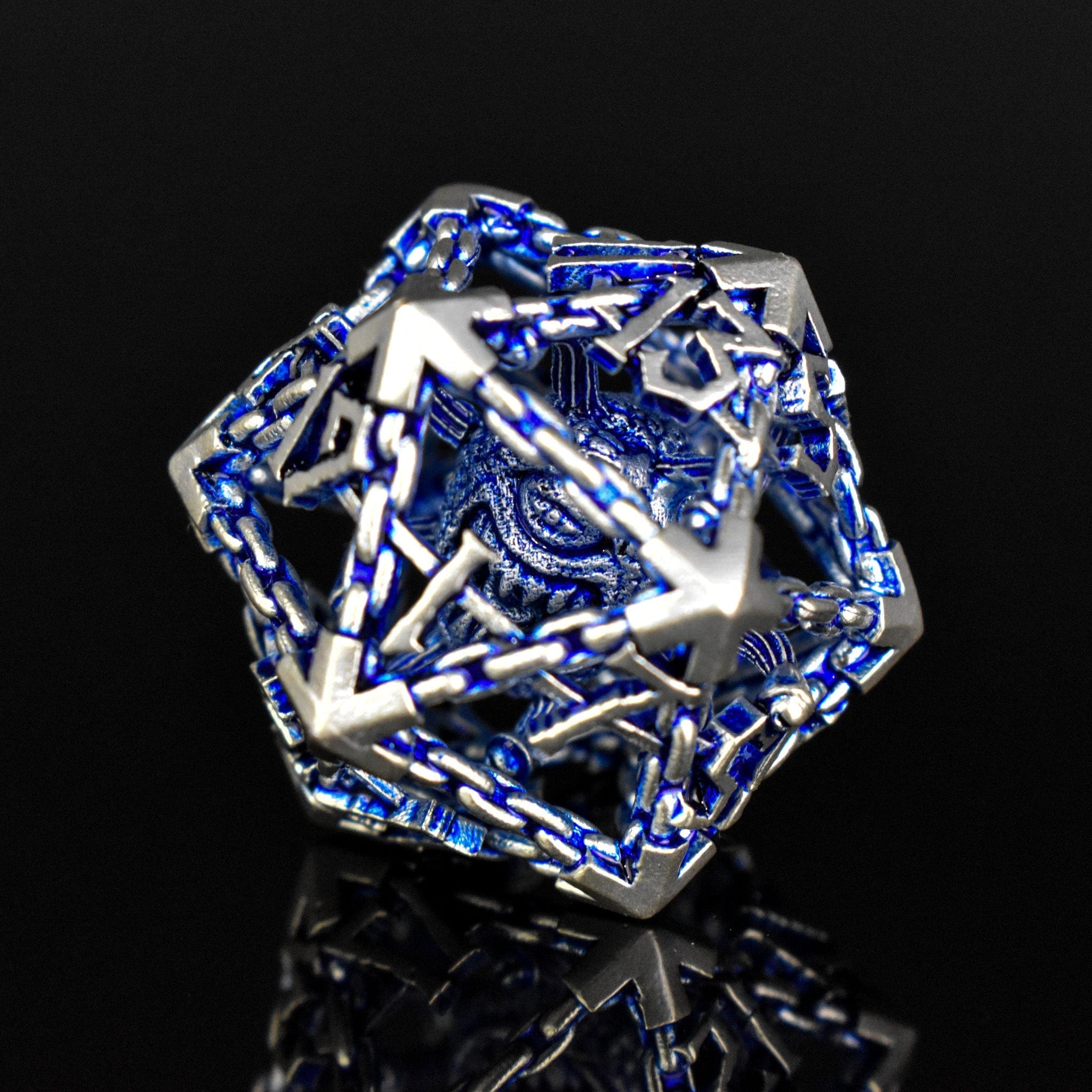 Misty Mountain Gaming hollow Beholder's Gates Hollow Metal Dice Set - Blue and Silver