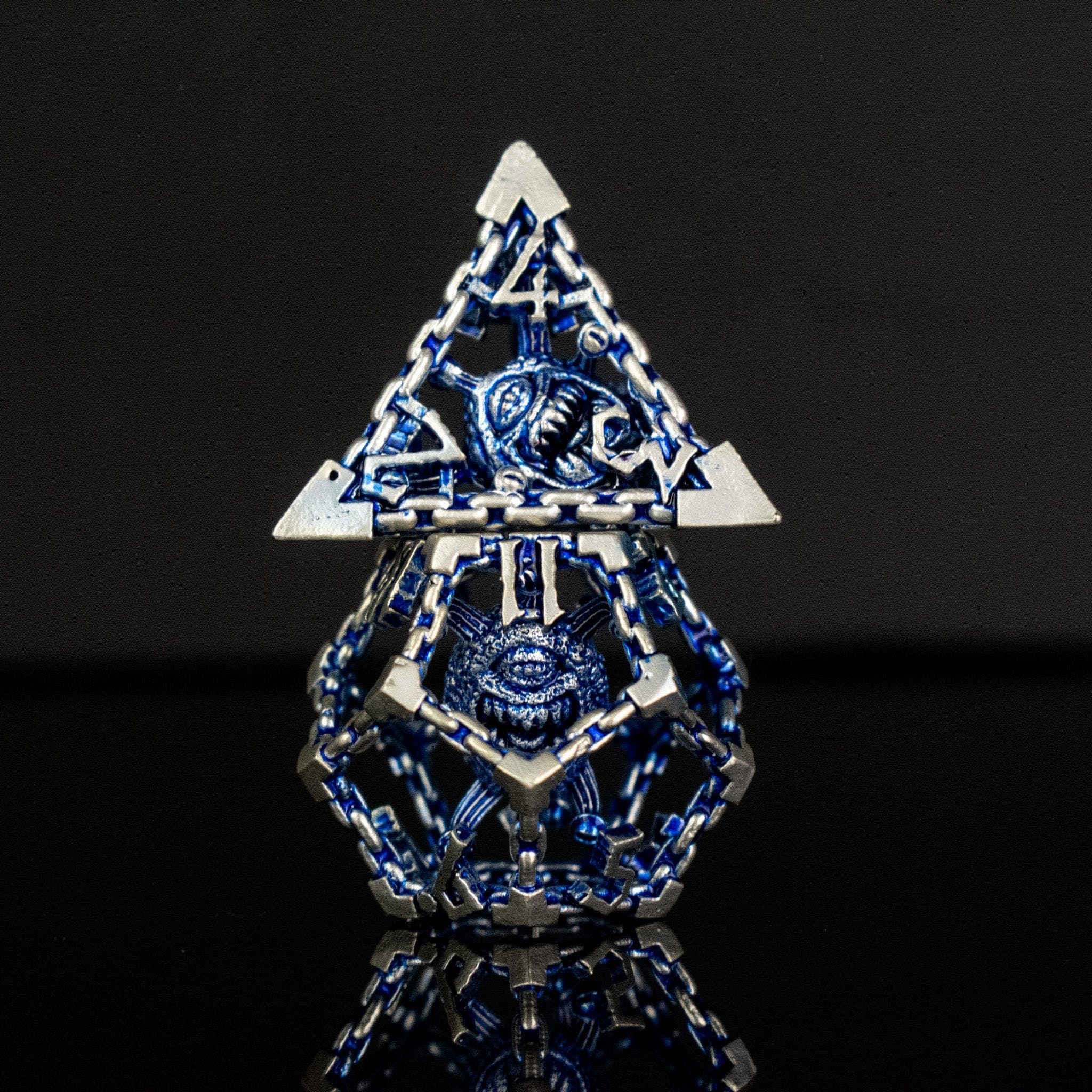 Misty Mountain Gaming hollow Beholder's Gates Hollow Metal Dice Set - Blue and Silver