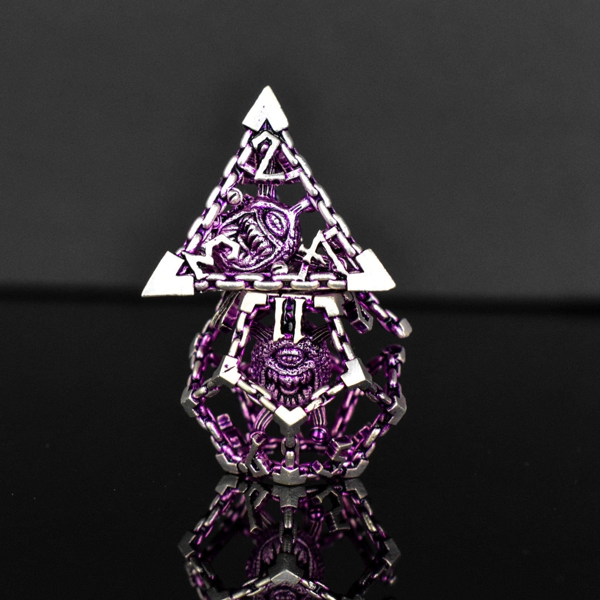 Misty Mountain Gaming hollow Beholder's Gates Hollow Metal Dice Set - Purple and Silver