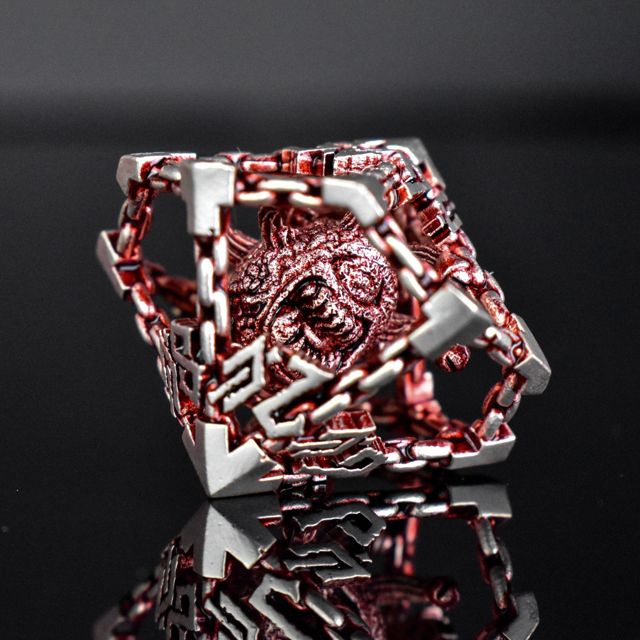 Misty Mountain Gaming hollow Beholder's Gates Hollow Metal Dice Set - Red and Silver