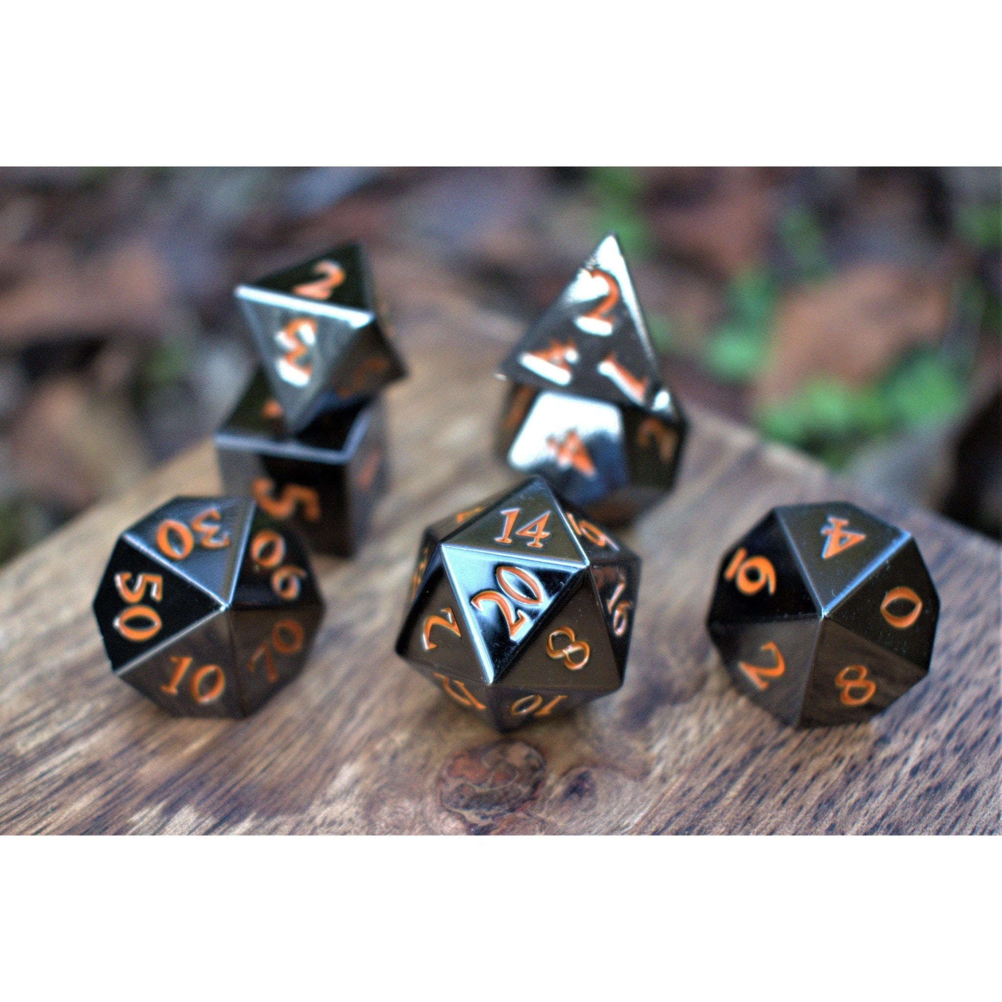 Misty Mountain Gaming Metal Black and Orange Sharp-Edged Metal Dice