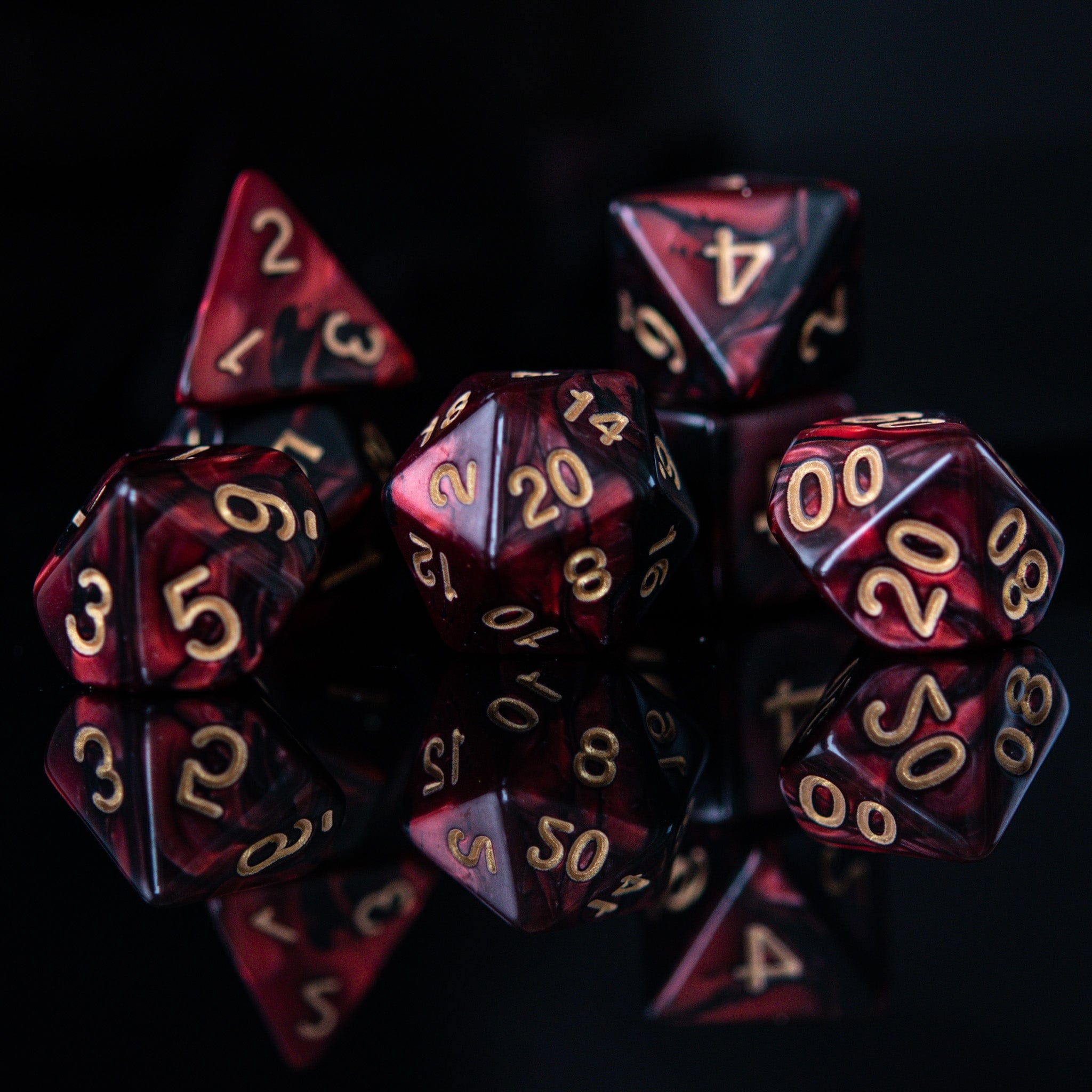 Misty Mountain Gaming Acrylic Dice Blood Rose Acrylic Dice Set