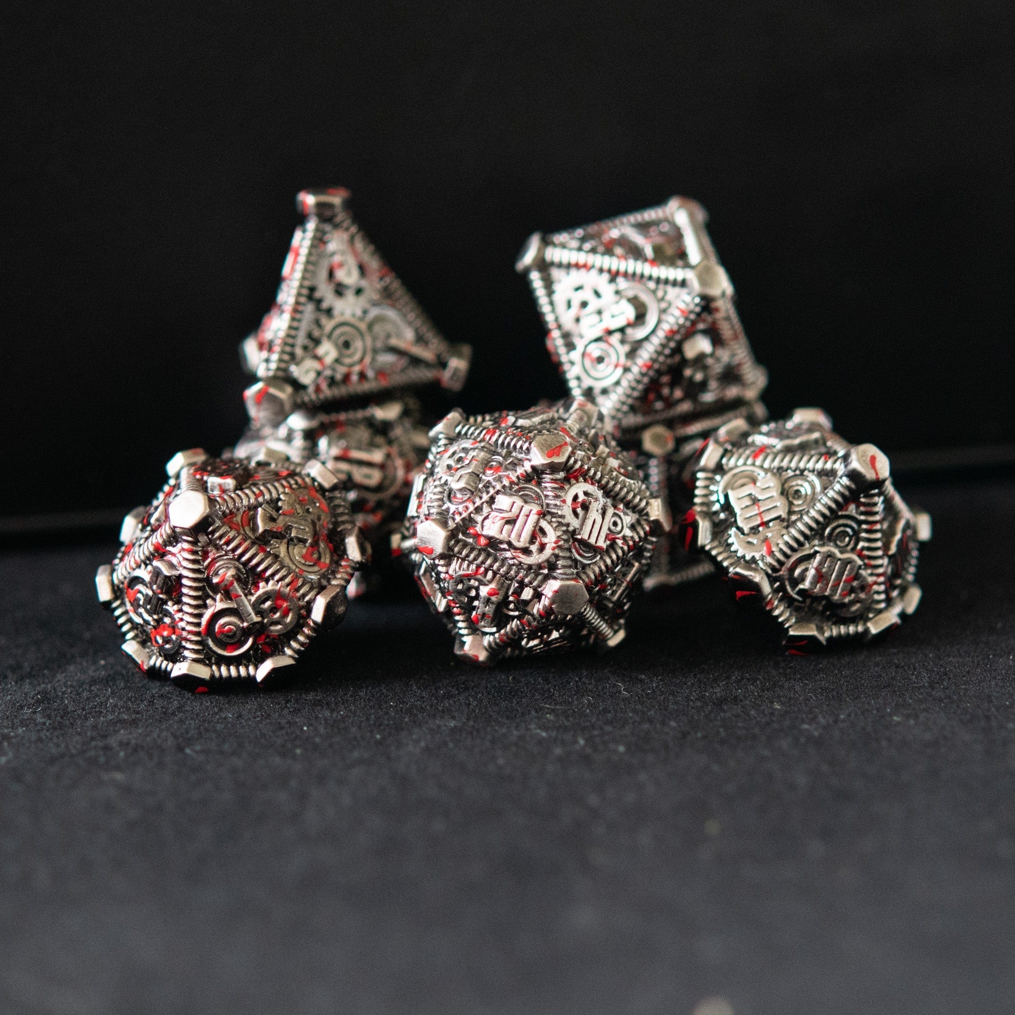 Misty Mountain Gaming Metal Blood Splatter - Weird West Wasteland Metal Dice Set