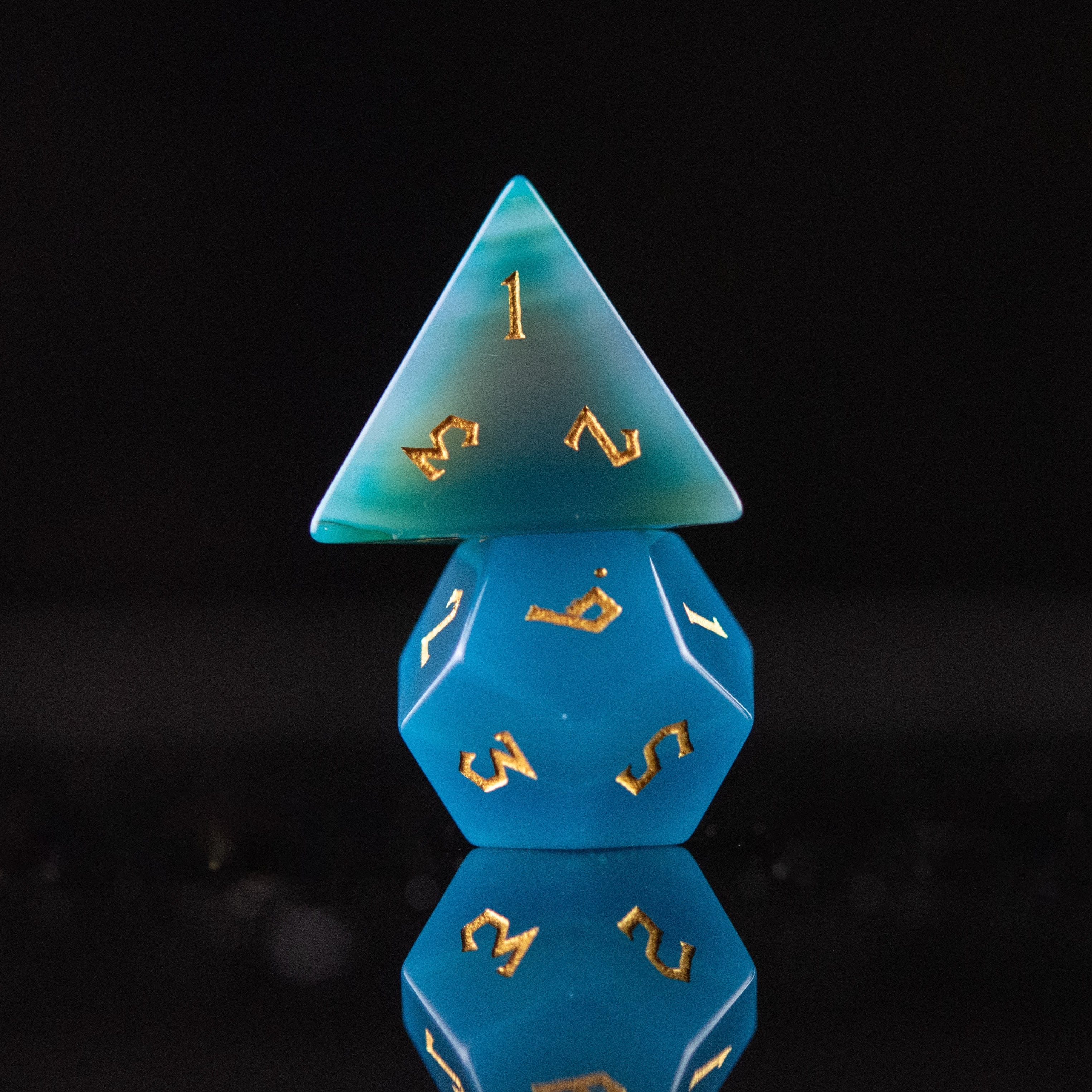 Misty Mountain Gaming Stone/Glass Blue Agate Stone Dice Set