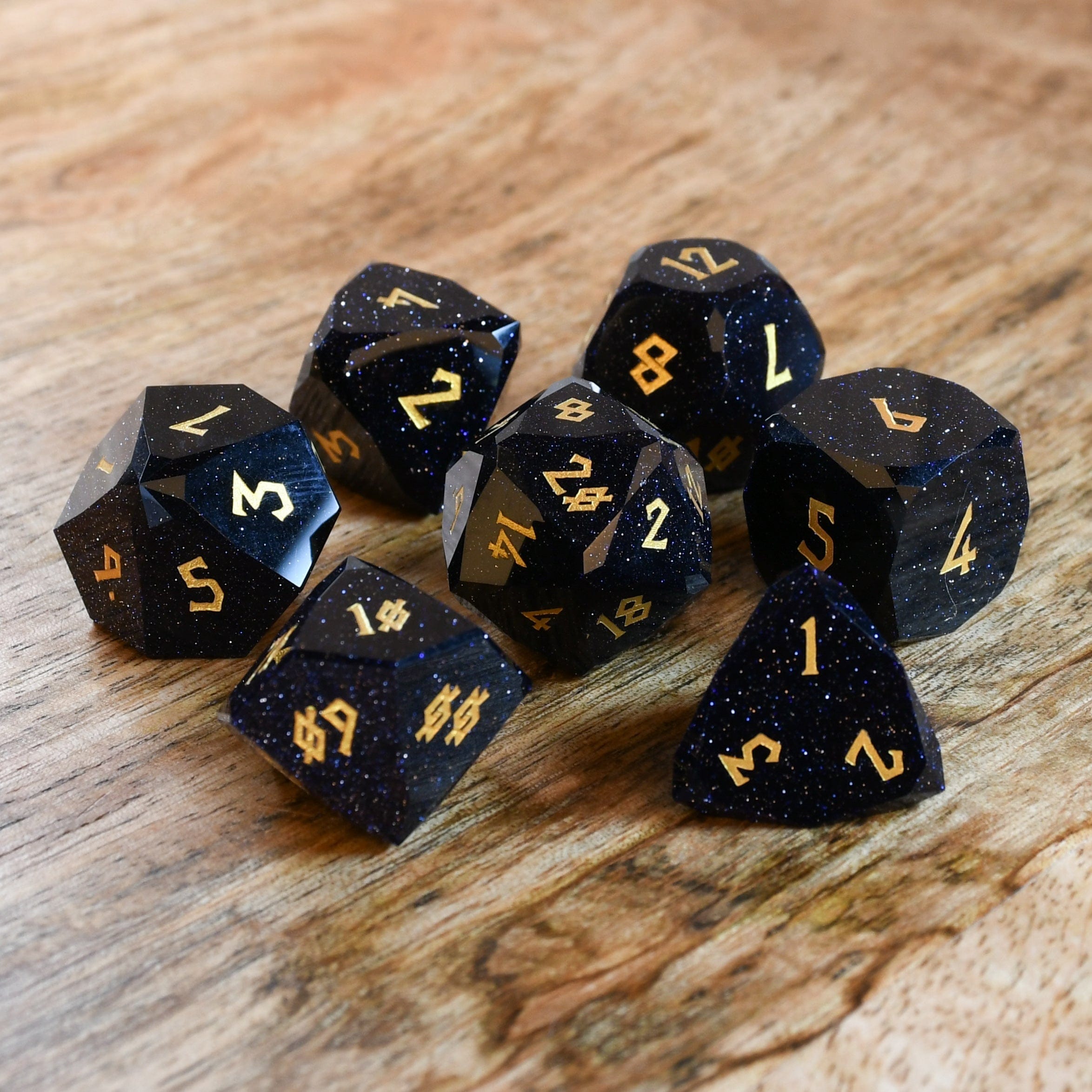 Misty Mountain Gaming Stone/Glass Blue Sandstone Multifaceted Stone Dice Set