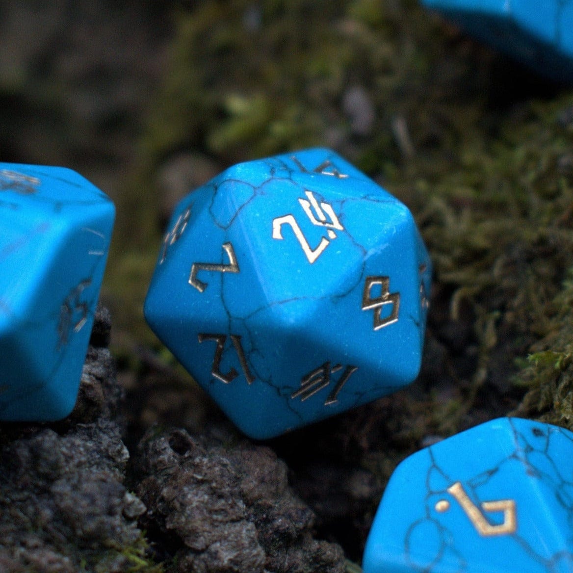Misty Mountain Gaming Stone/Glass Blue Turquoise Stone Dice Set