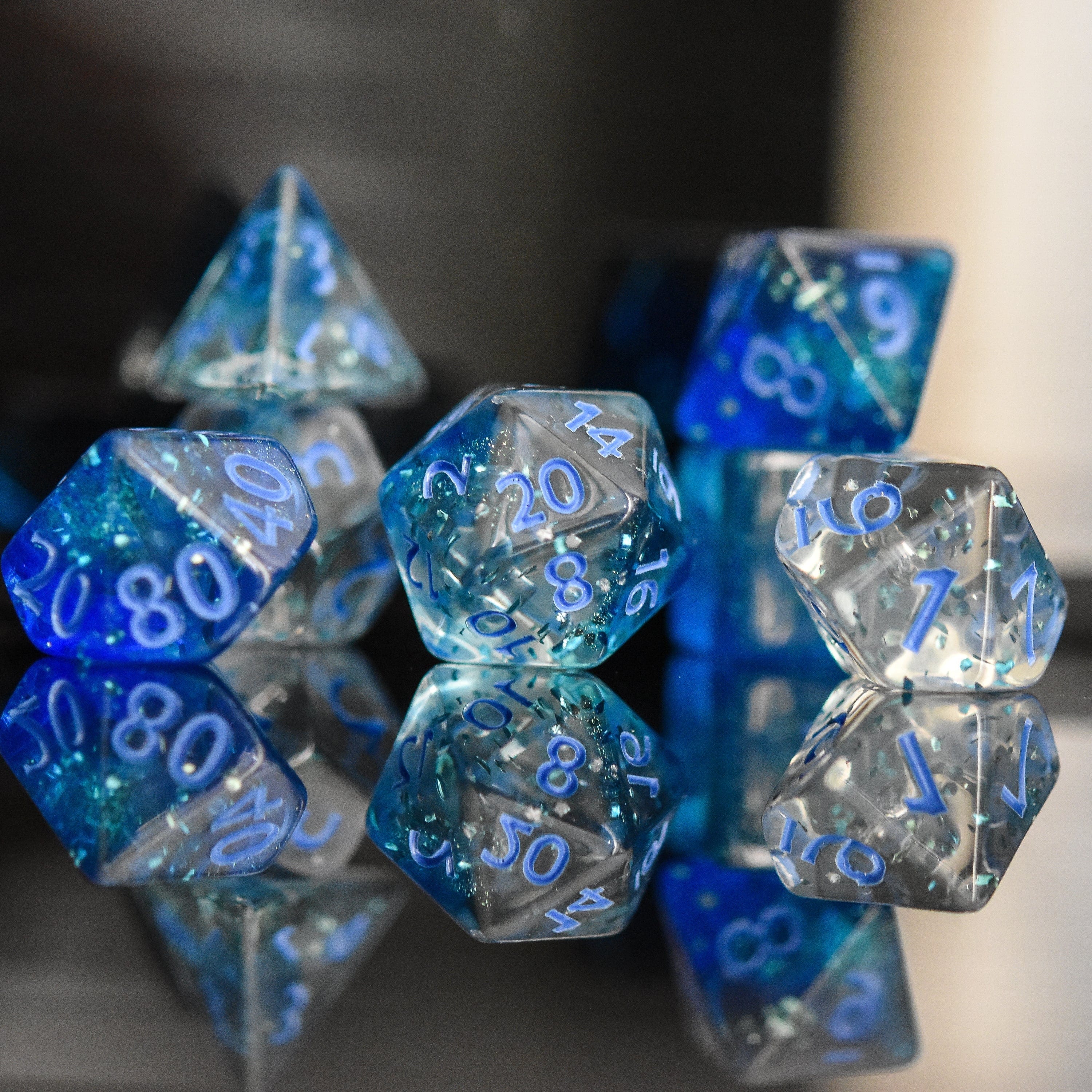 Misty Mountain Gaming Acrylic Dice Bora Bora Acrylic Dice Set