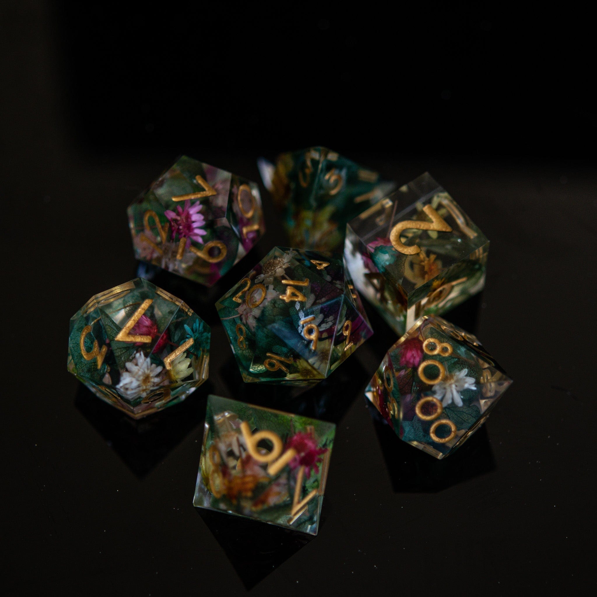 Misty Mountain Gaming Resin Botanical Gardens Sharp-Edged Resin Dice Set