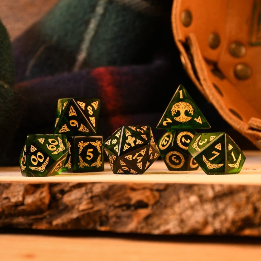 Misty Mountain Gaming Dice Celtic Green Glass Dice Set - Dice Around the World Collection