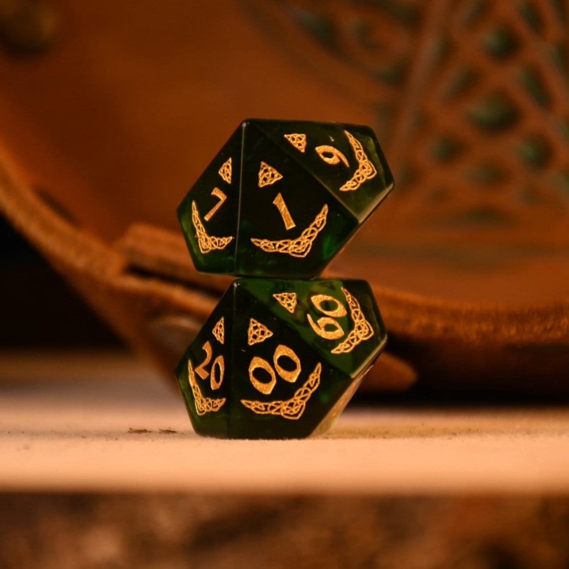 Misty Mountain Gaming Dice Celtic Green Glass Dice Set - Dice Around the World Collection