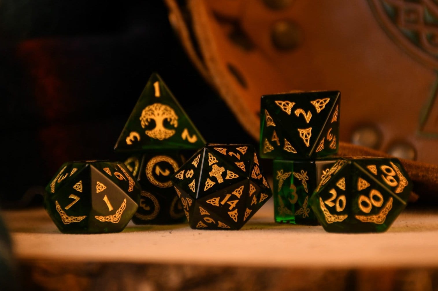 Misty Mountain Gaming Dice Celtic Green Glass Dice Set - Dice Around the World Collection