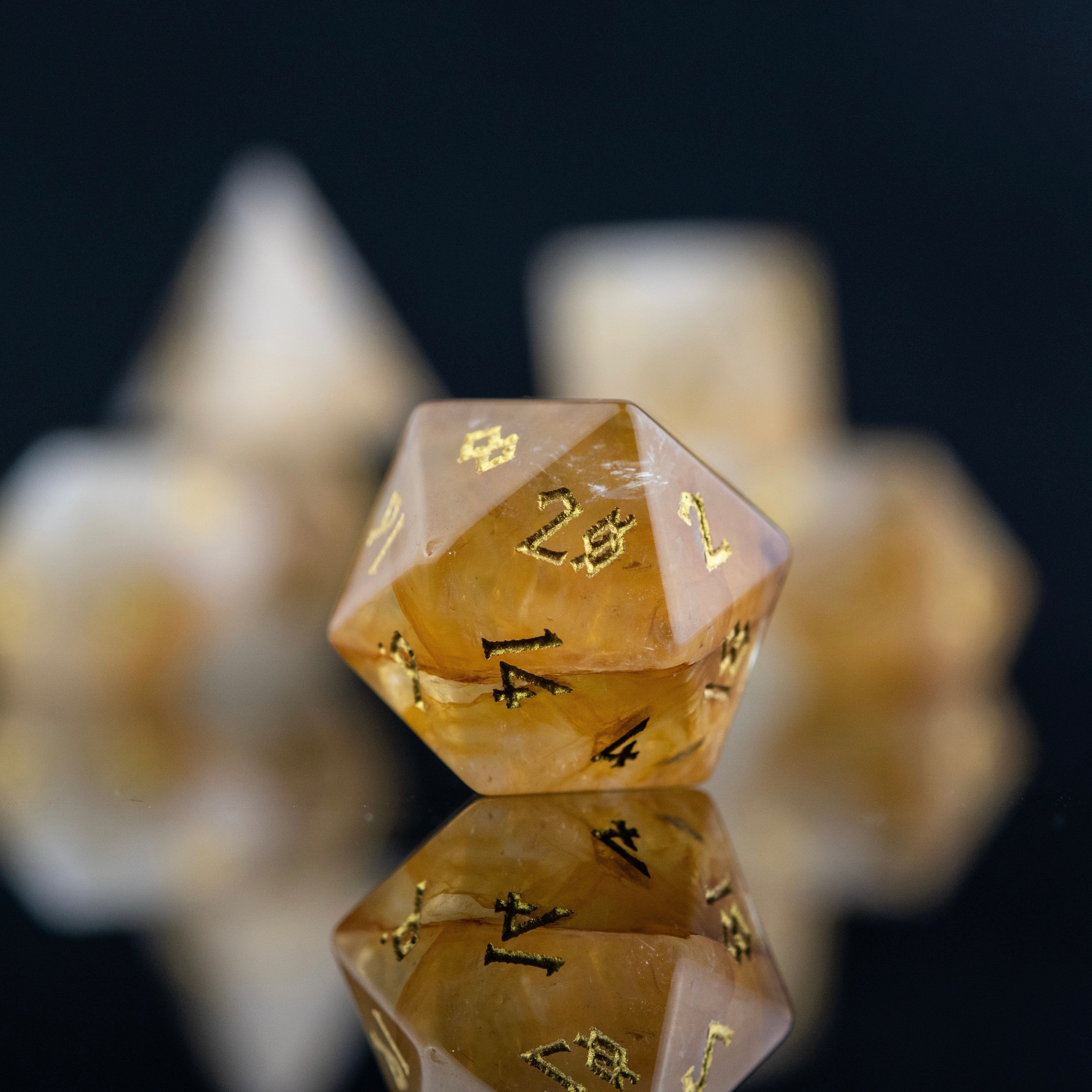 Misty Mountain Gaming Stone/Glass Citrine (Gold) Stone Dice Set