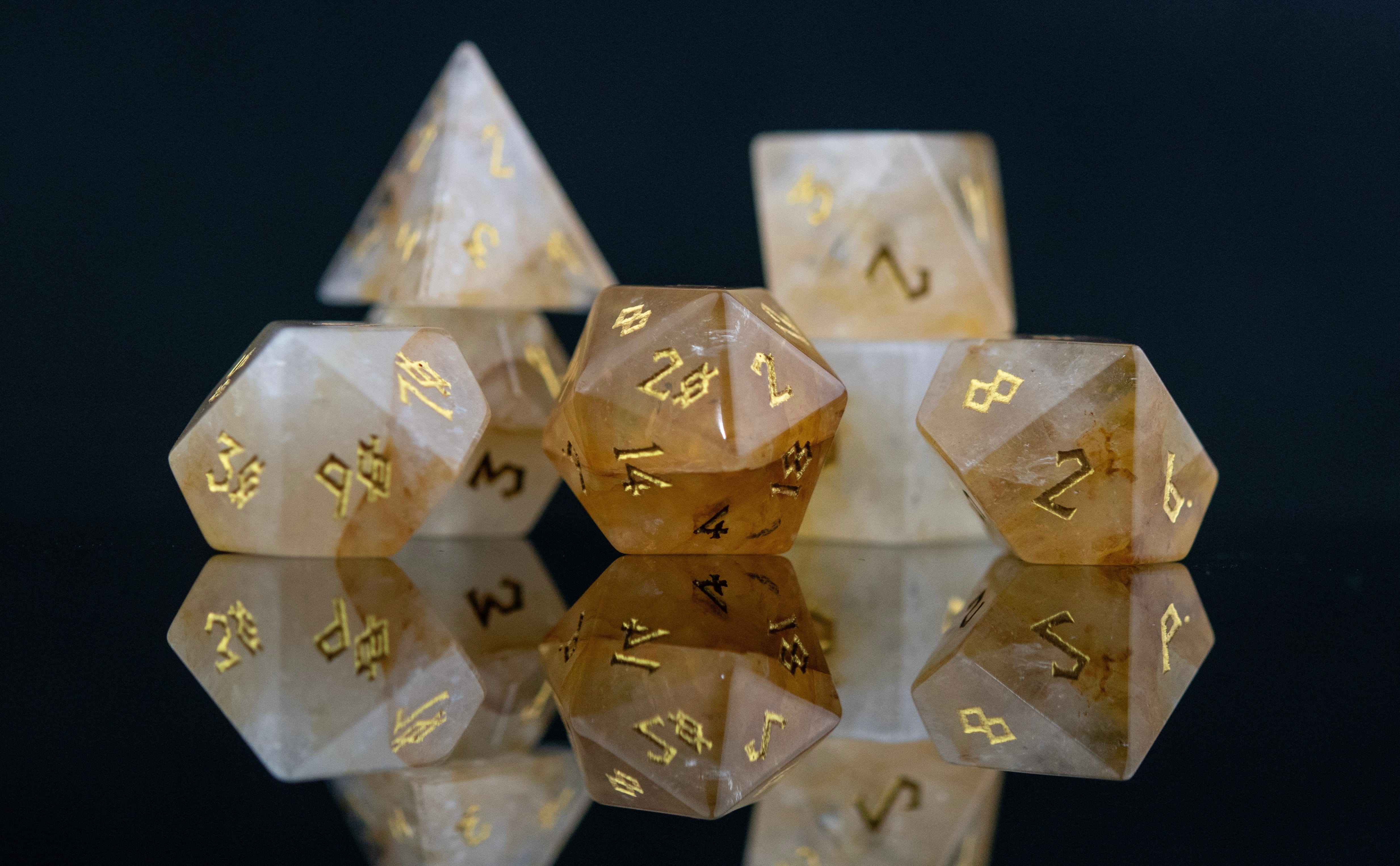Misty Mountain Gaming Stone/Glass Citrine (Gold) Stone Dice Set