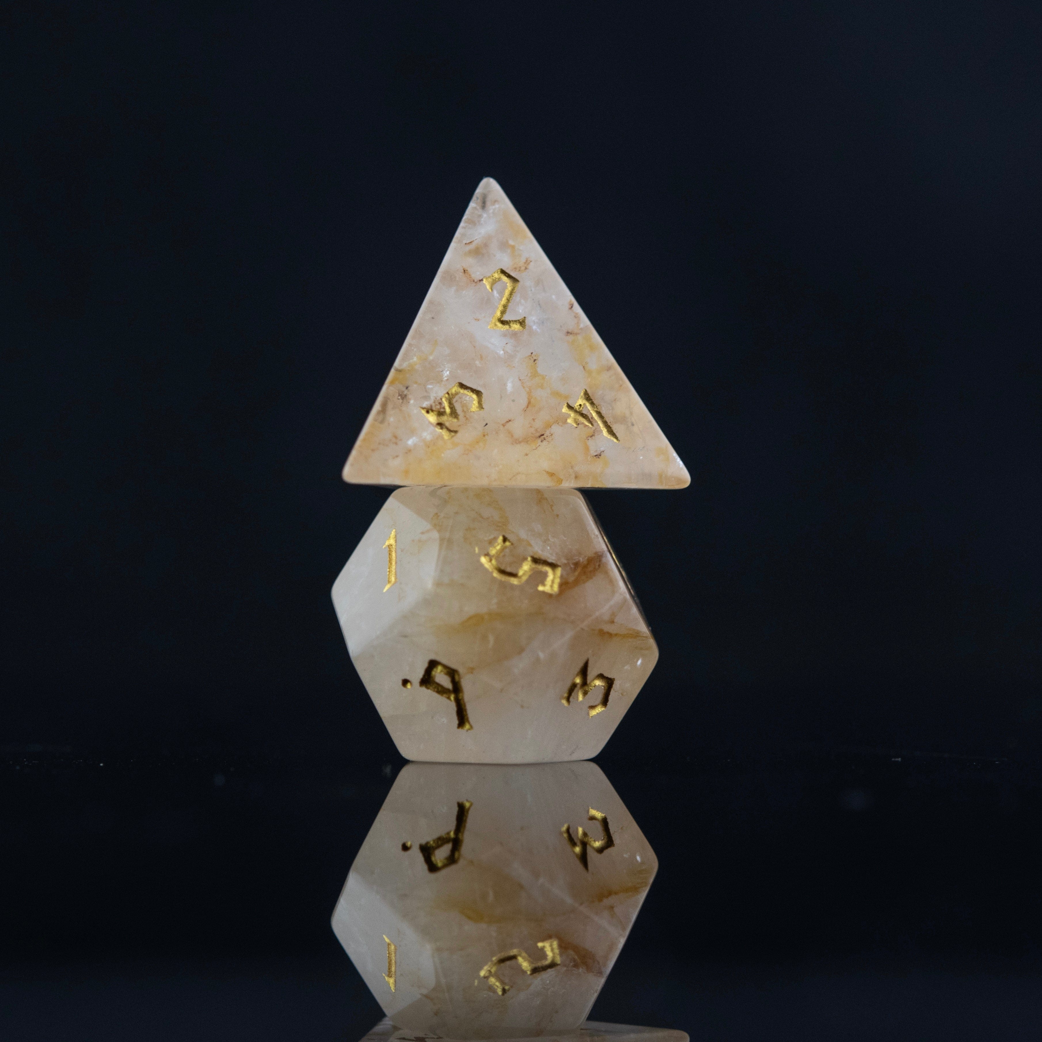 Misty Mountain Gaming Stone/Glass Citrine (Gold) Stone Dice Set