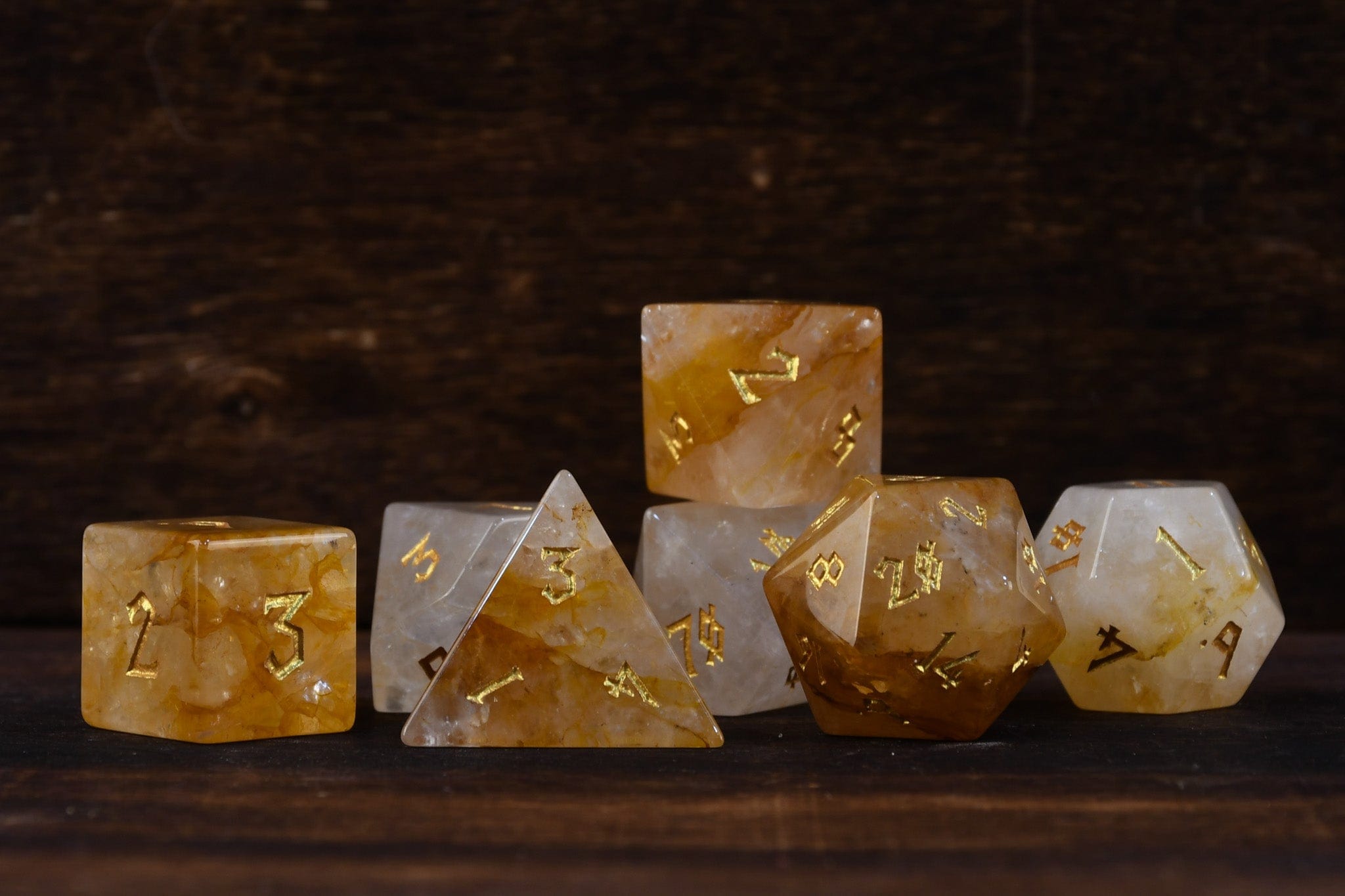 Misty Mountain Gaming Stone/Glass Citrine (Gold) Stone Dice Set