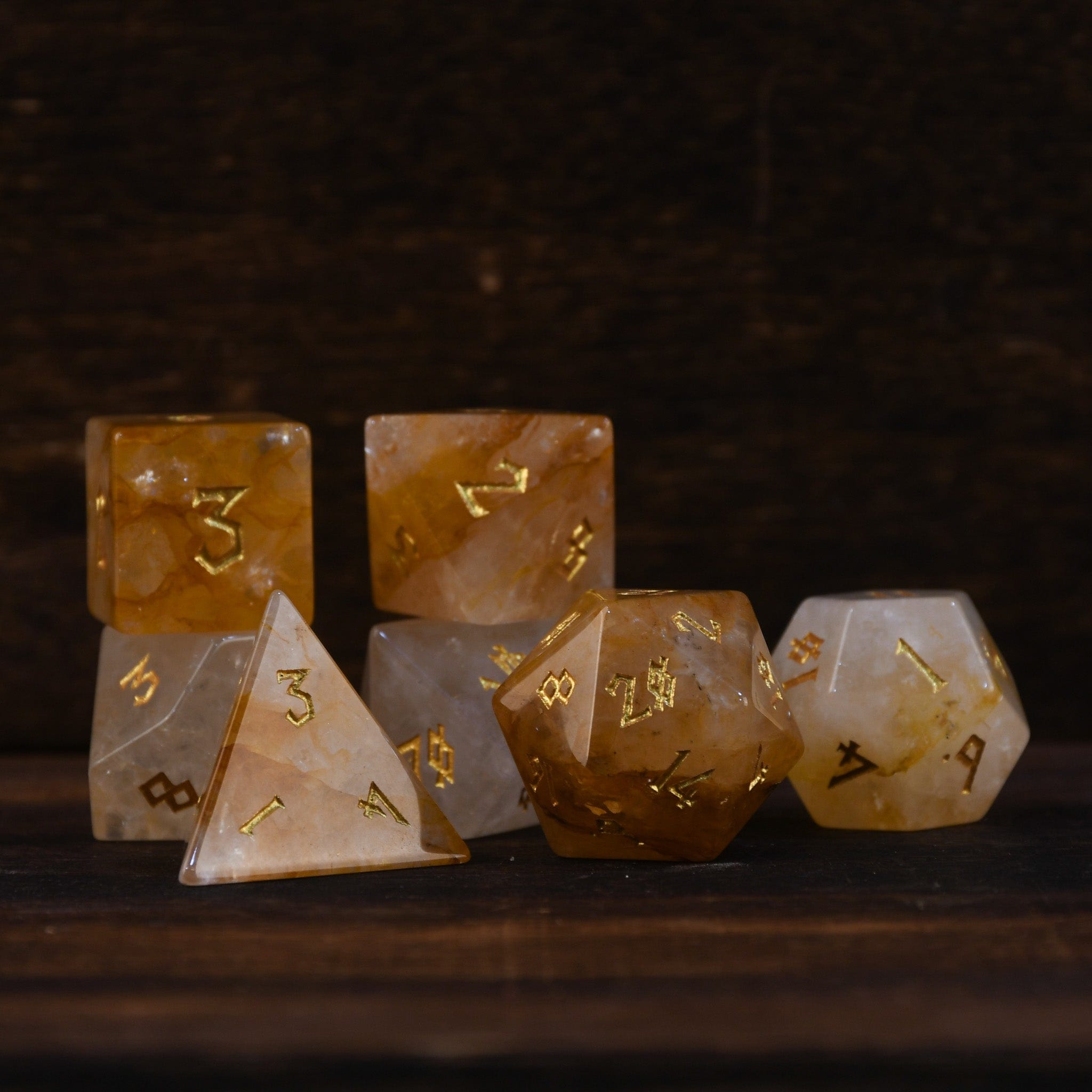 Misty Mountain Gaming Stone/Glass Citrine (Gold) Stone Dice Set