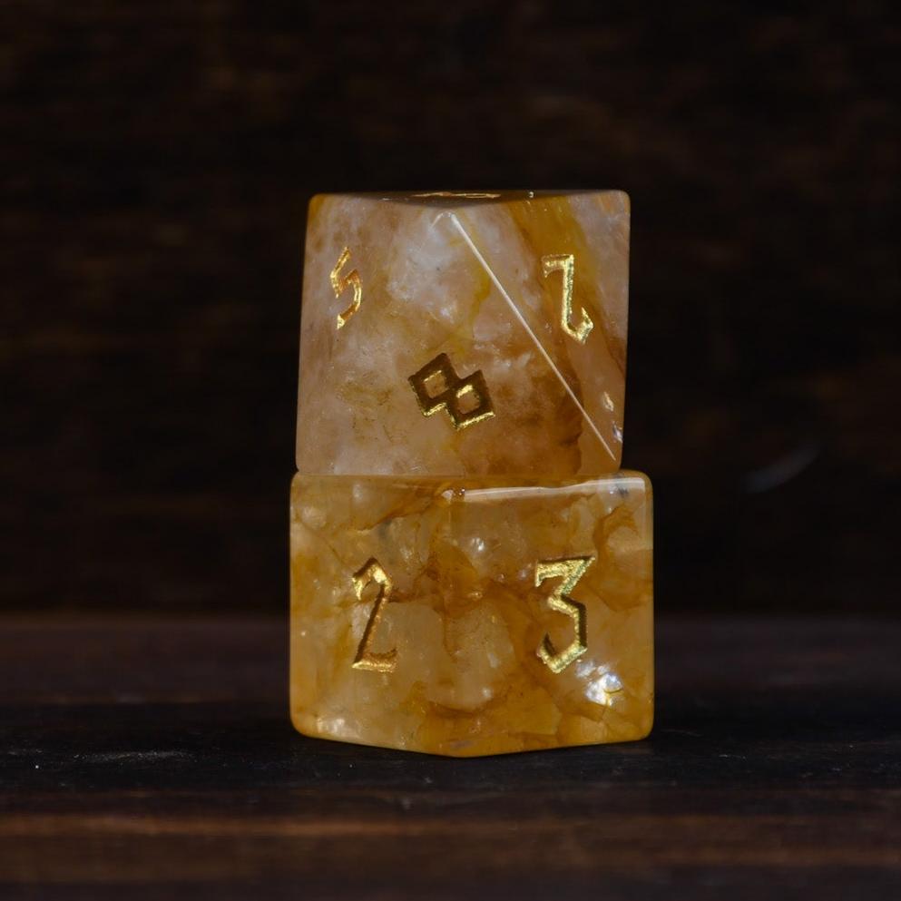 Misty Mountain Gaming Stone/Glass Citrine (Gold) Stone Dice Set