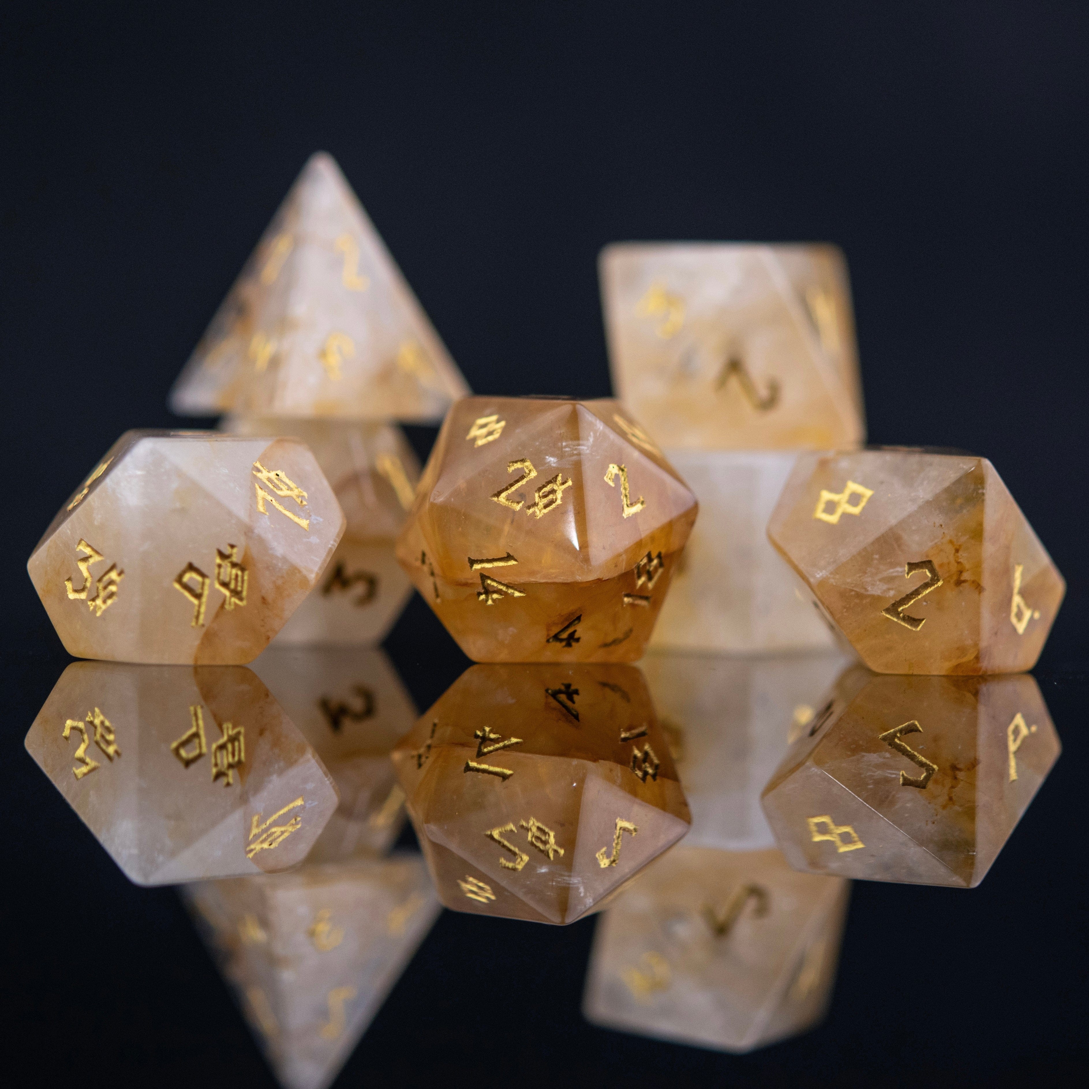 Misty Mountain Gaming Stone/Glass Citrine (Gold) Stone Dice Set