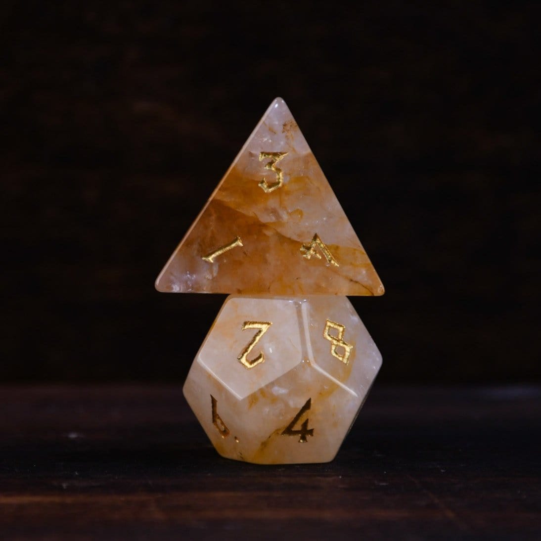 Misty Mountain Gaming Stone/Glass Citrine (Gold) Stone Dice Set