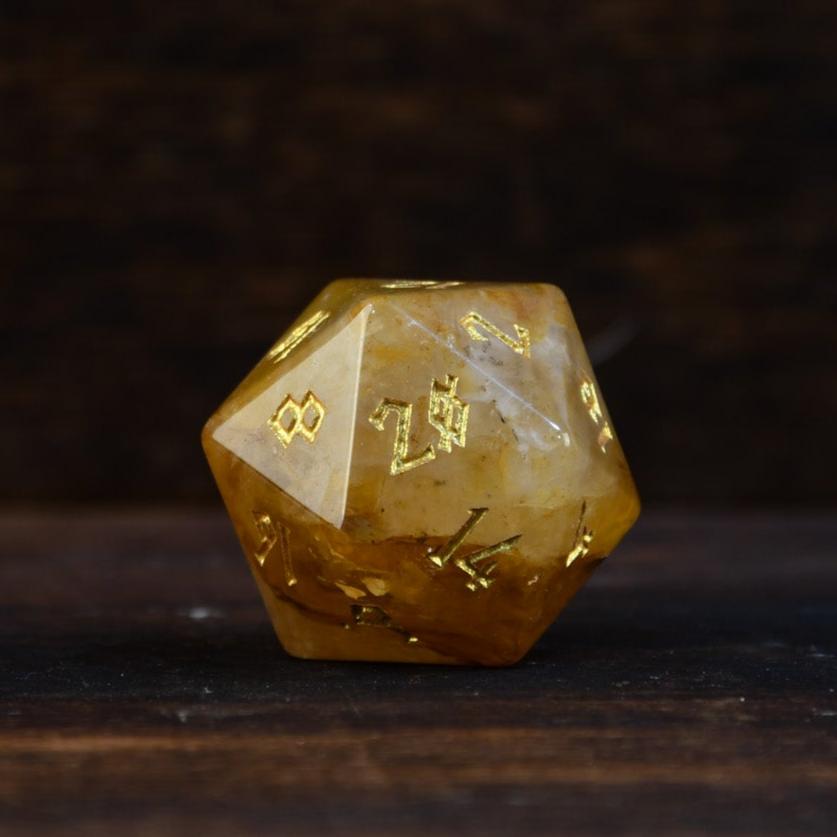 Misty Mountain Gaming Stone/Glass Citrine (Gold) Stone Dice Set