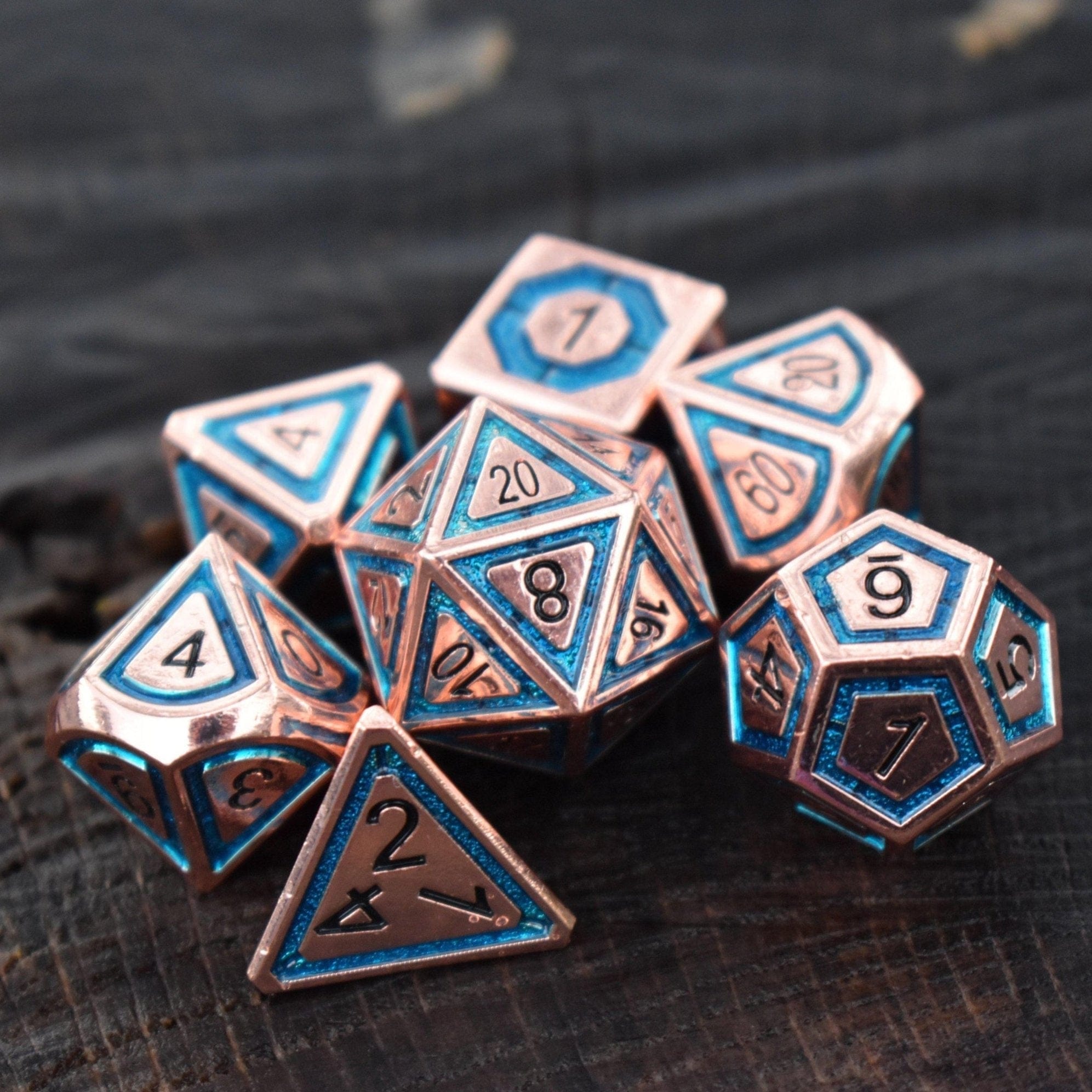 Misty Mountain Gaming Metal Cleric's Domain Aqua And Bronze Metal Dice Set