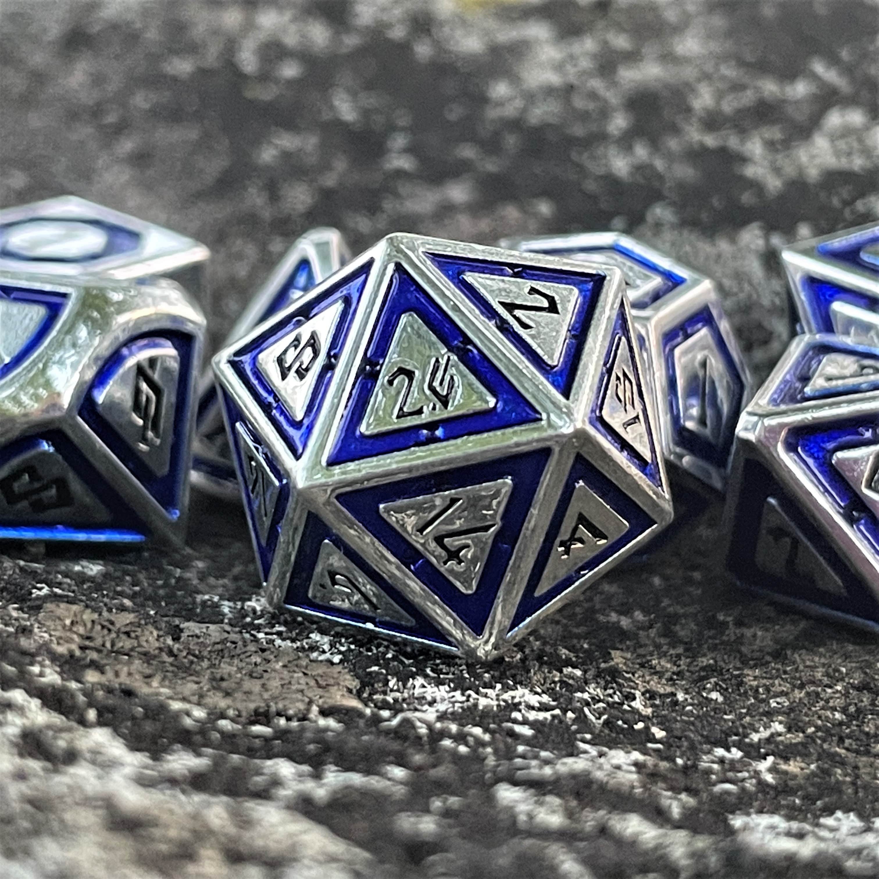Misty Mountain Gaming Metal Cleric's Domain Blue & Silver Metal Dice Set