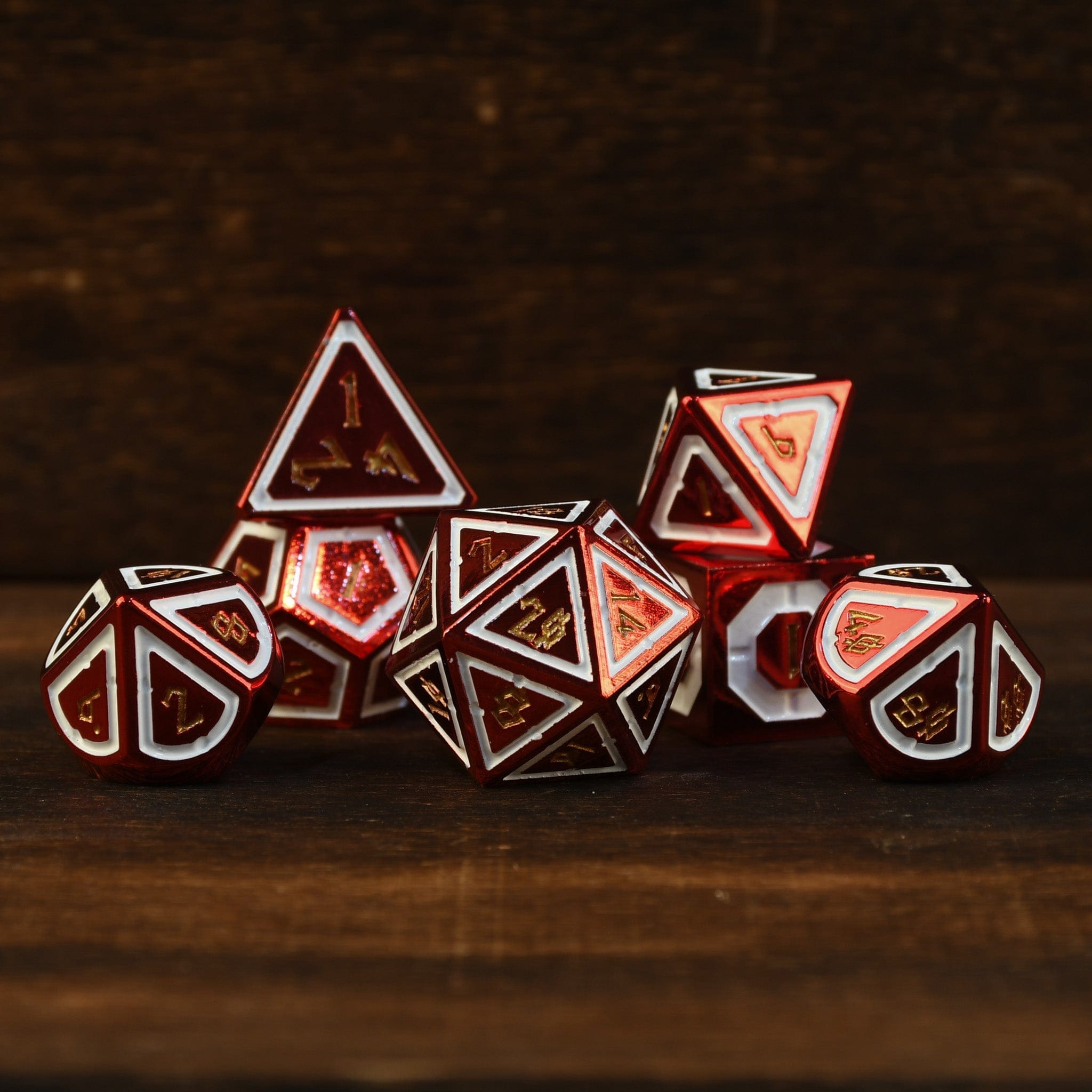 Misty Mountain Gaming Metal Cleric's Domain Red And White Metal Dice Set