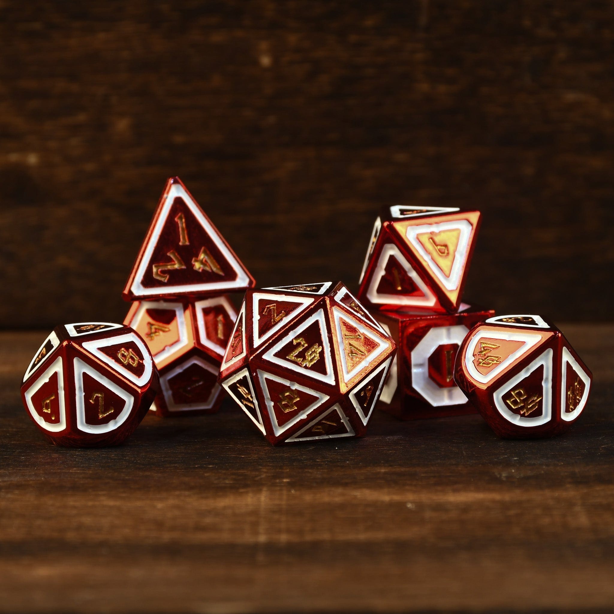 Misty Mountain Gaming Metal Cleric's Domain Red And White Metal Dice Set