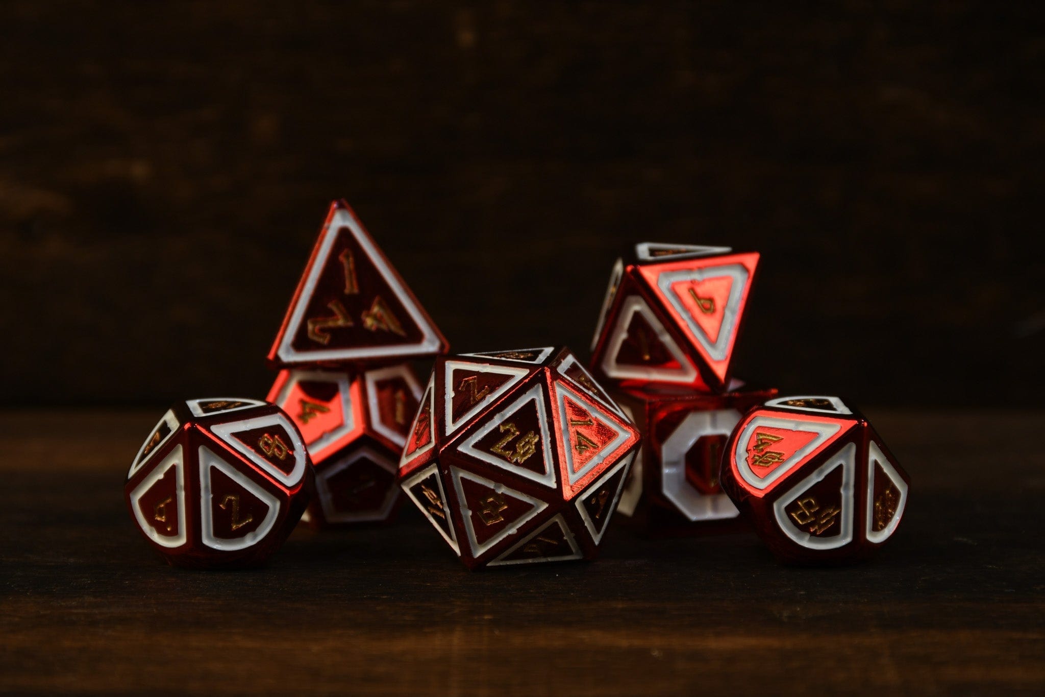Misty Mountain Gaming Metal Cleric's Domain Red And White Metal Dice Set