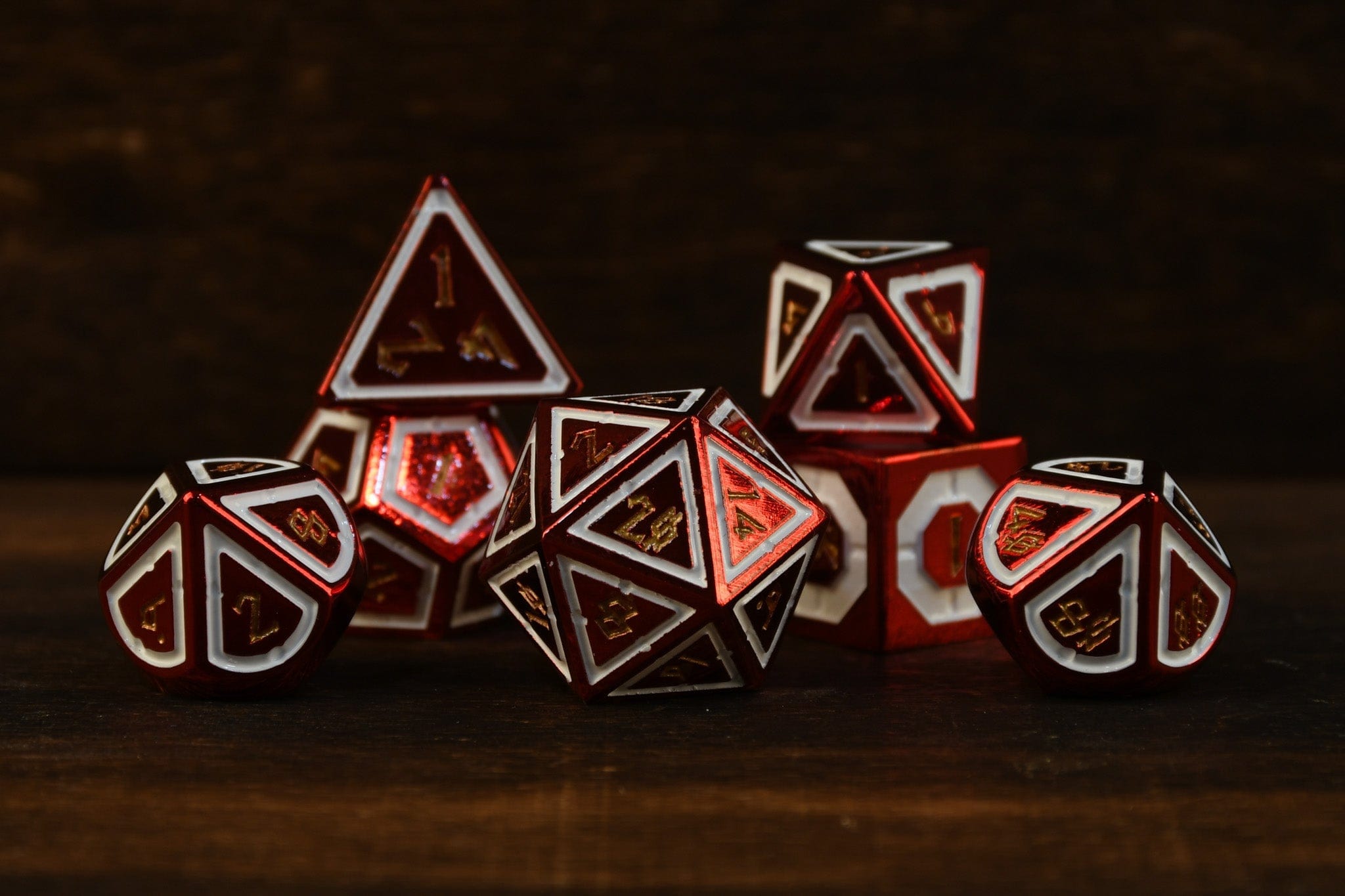 Misty Mountain Gaming Metal Cleric's Domain Red And White Metal Dice Set
