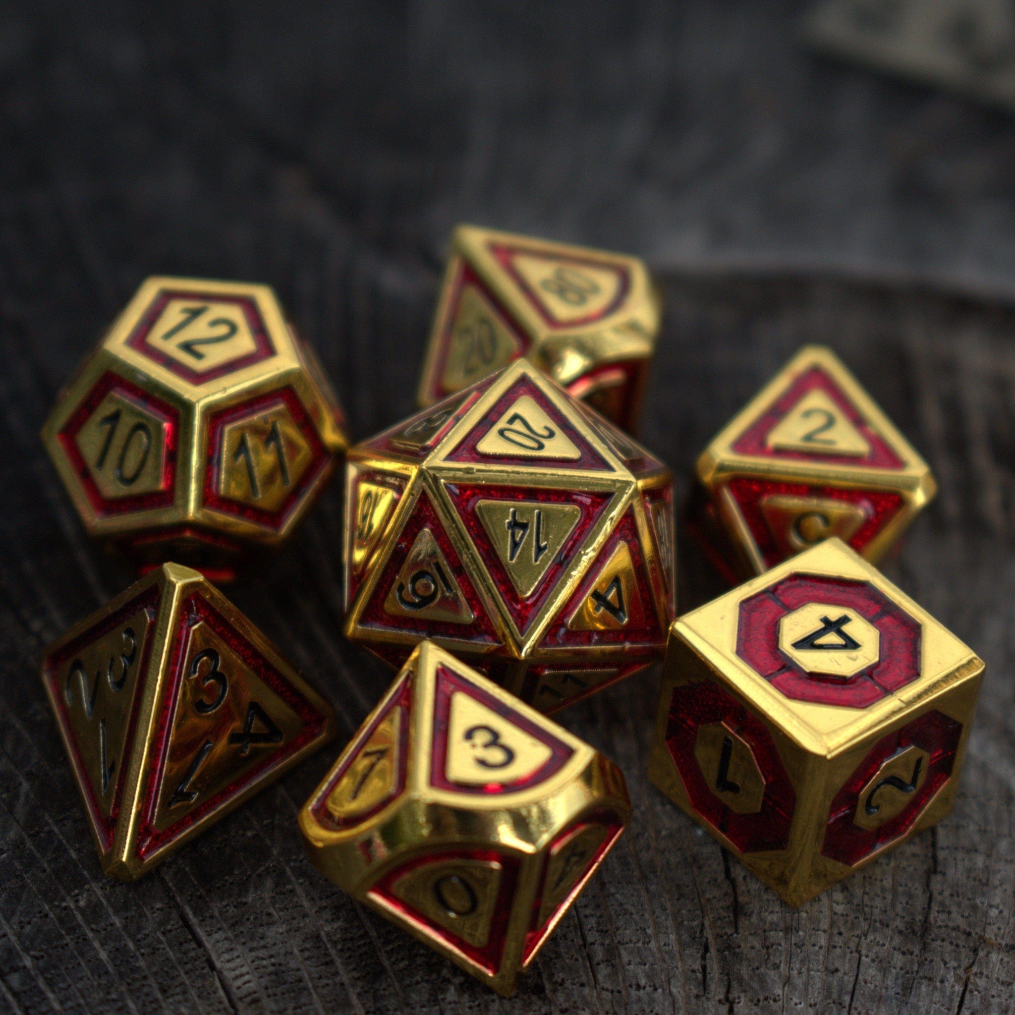 Misty Mountain Gaming Metal Cleric's Domain Red & Gold Metal Dice Set