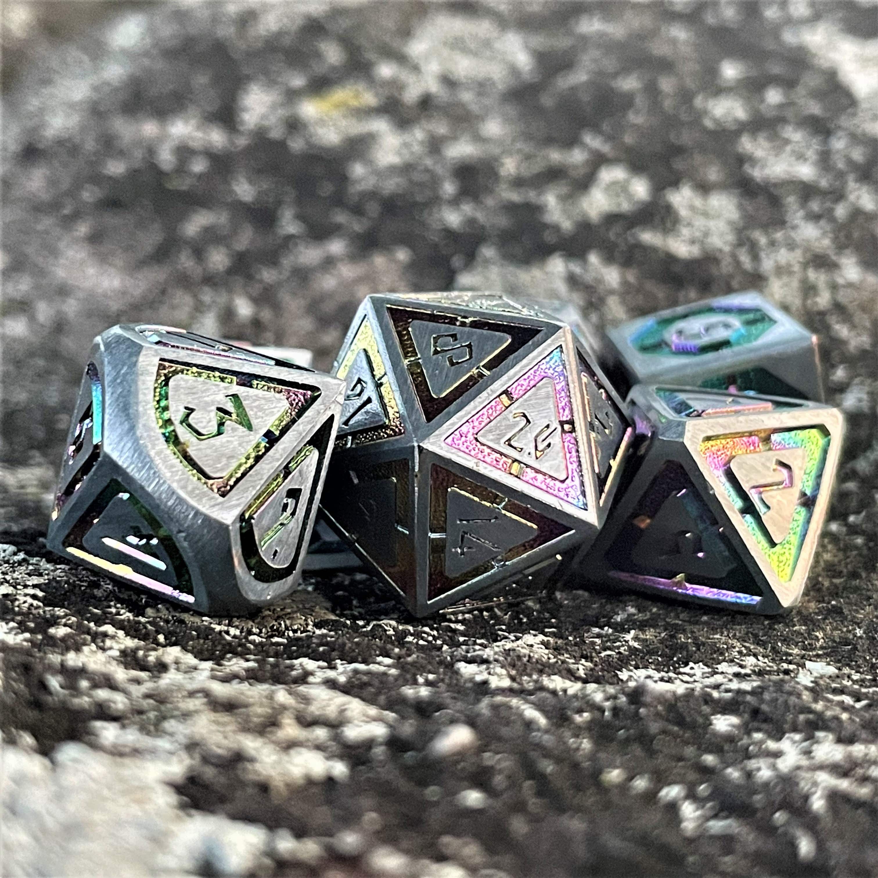 Misty Mountain Gaming Metal Cleric's Domain Silver Iridescent Metal Dice Set