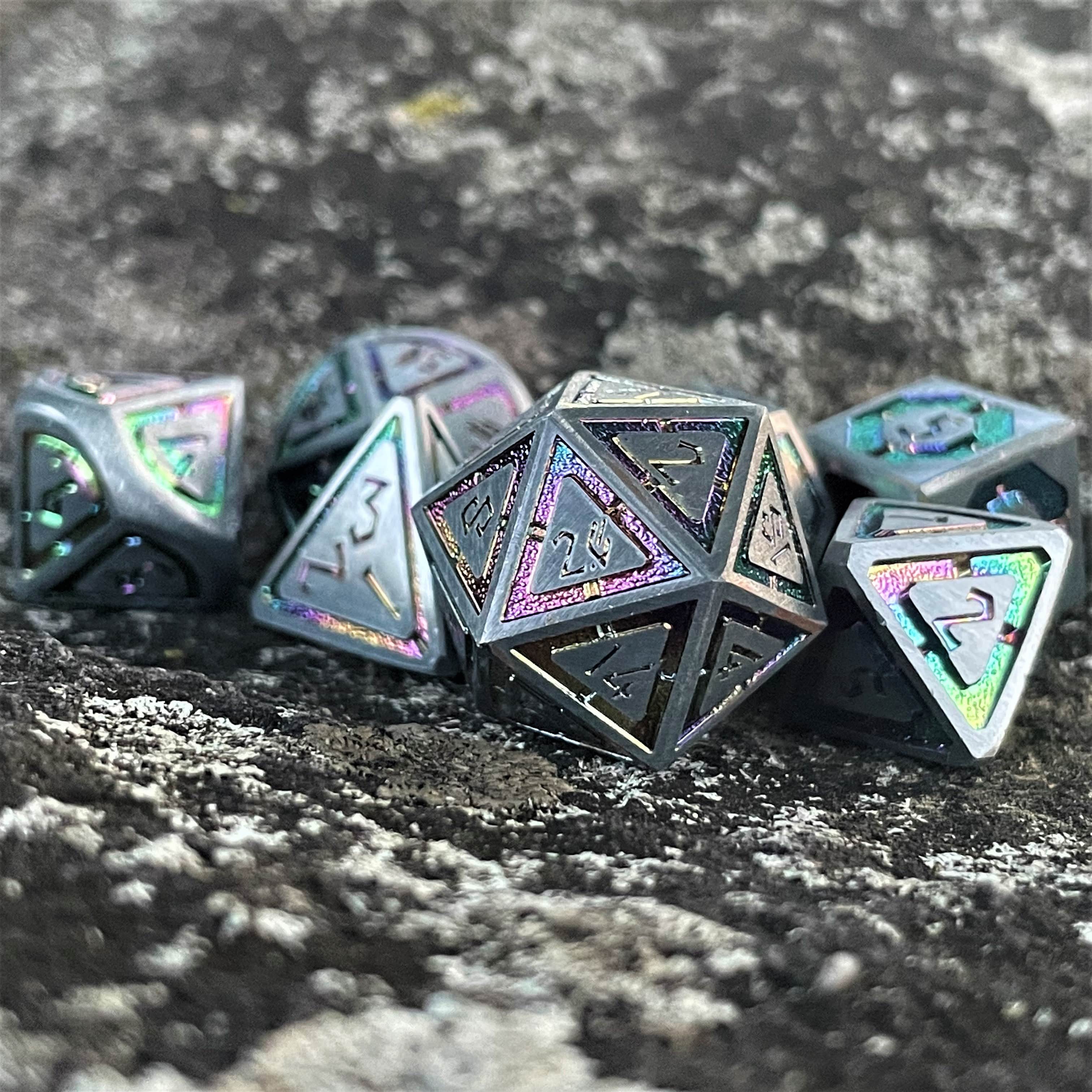 Misty Mountain Gaming Metal Cleric's Domain Silver Iridescent Metal Dice Set