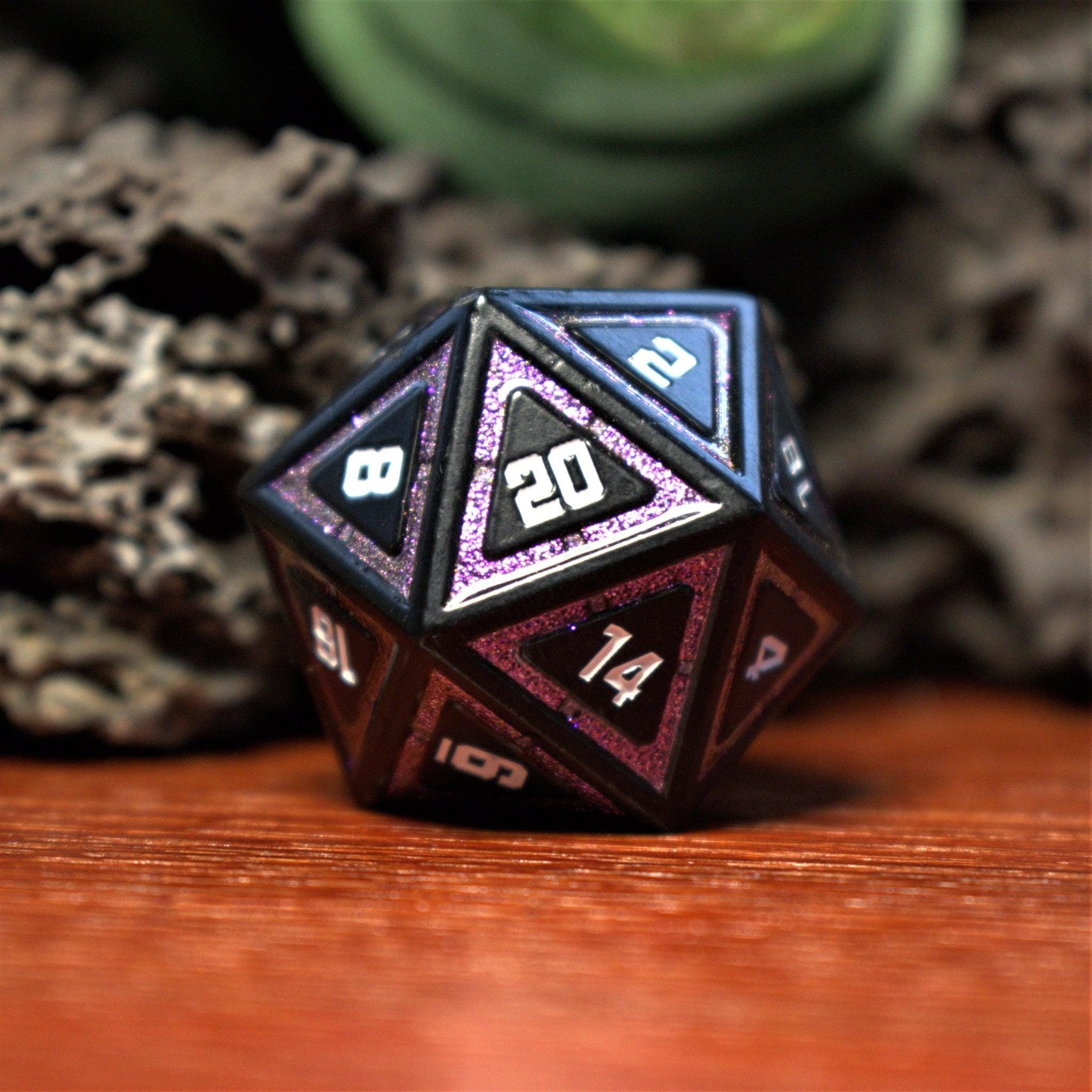 Misty Mountain Gaming Metal Cleric's Shadow Domain Purple And Matte Black Metal Dice Set