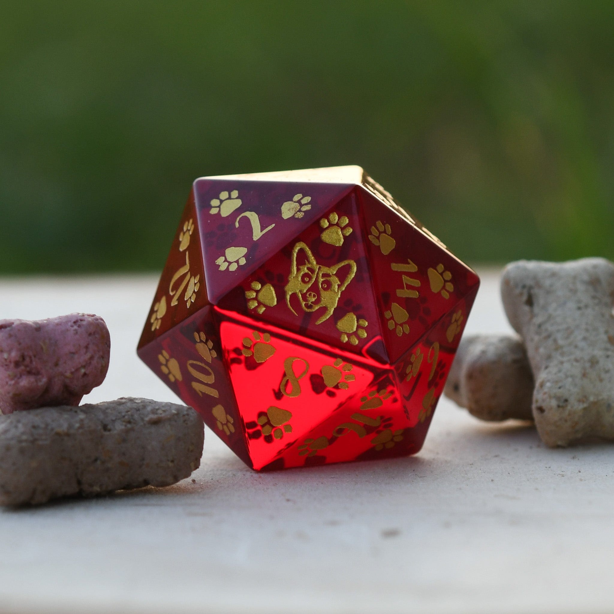 Misty Mountain Gaming DICE Corgi Puppy Paws Red Glass 30mm D20