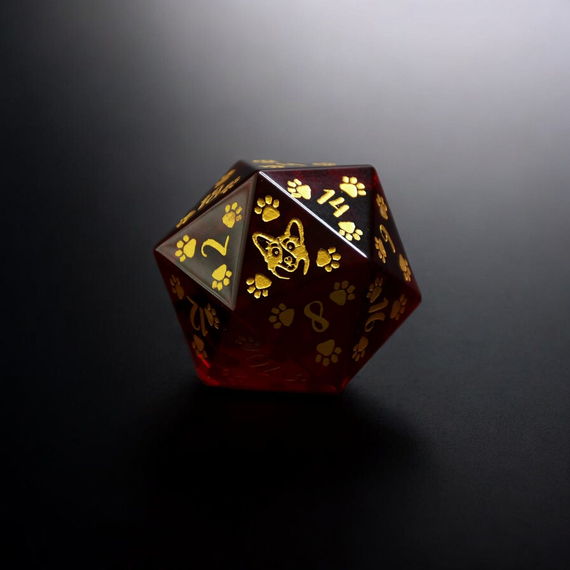 Misty Mountain Gaming DICE Corgi Puppy Paws Red Glass 30mm D20