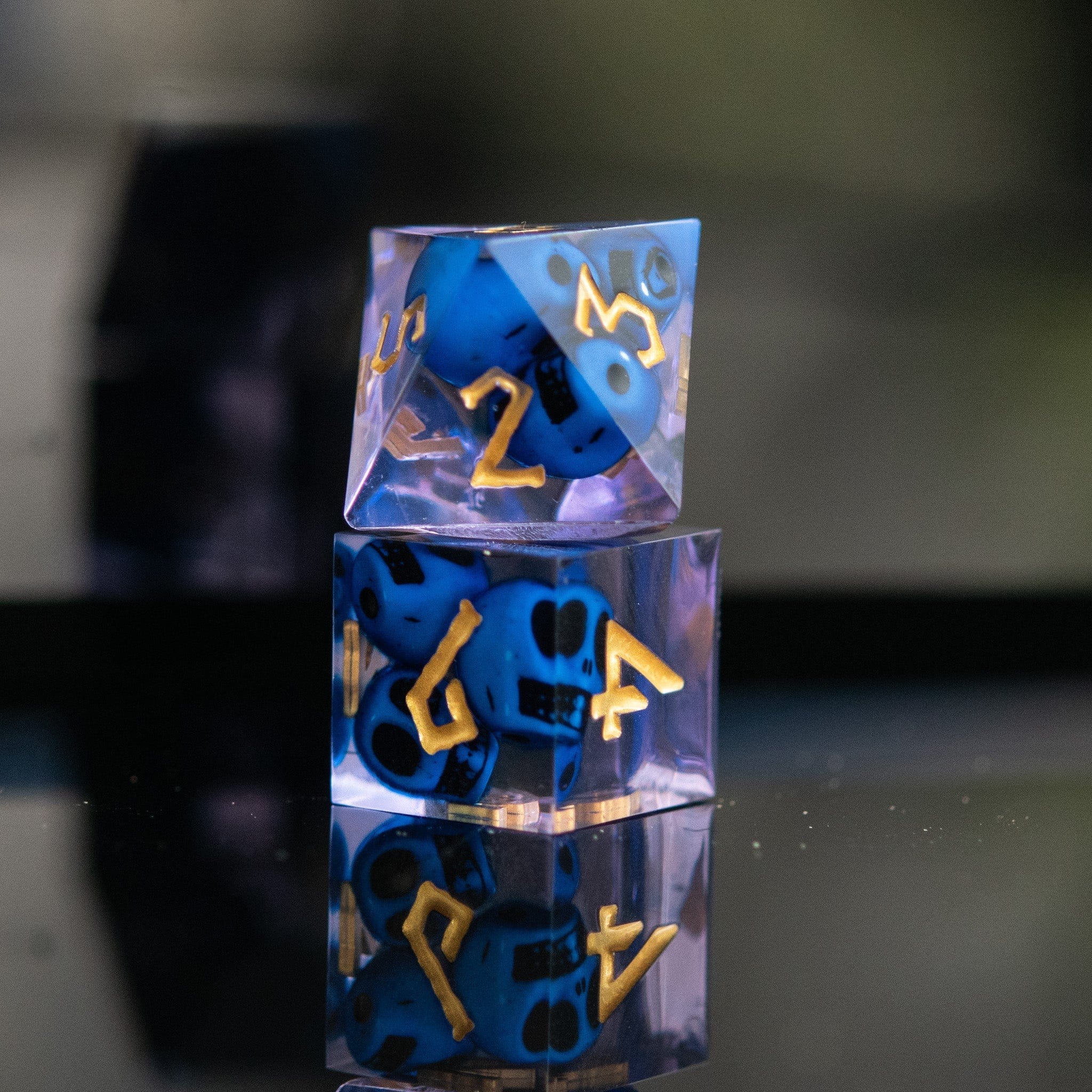 Misty Mountain Gaming Resin Corpse Blue and Lavender Sharp-Edged Resin Dice Set